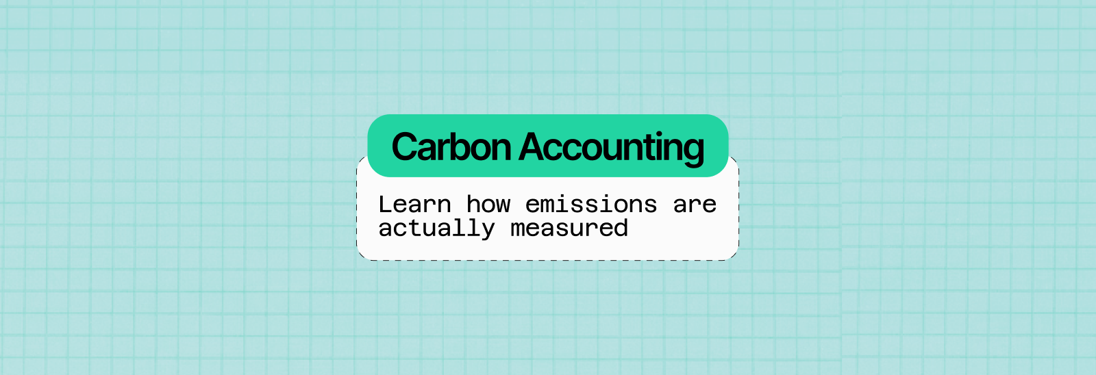Infographic titled 'Carbon Accounting' with a subtitle 'Learn how emissions are actually measured' on a light blue grid background.