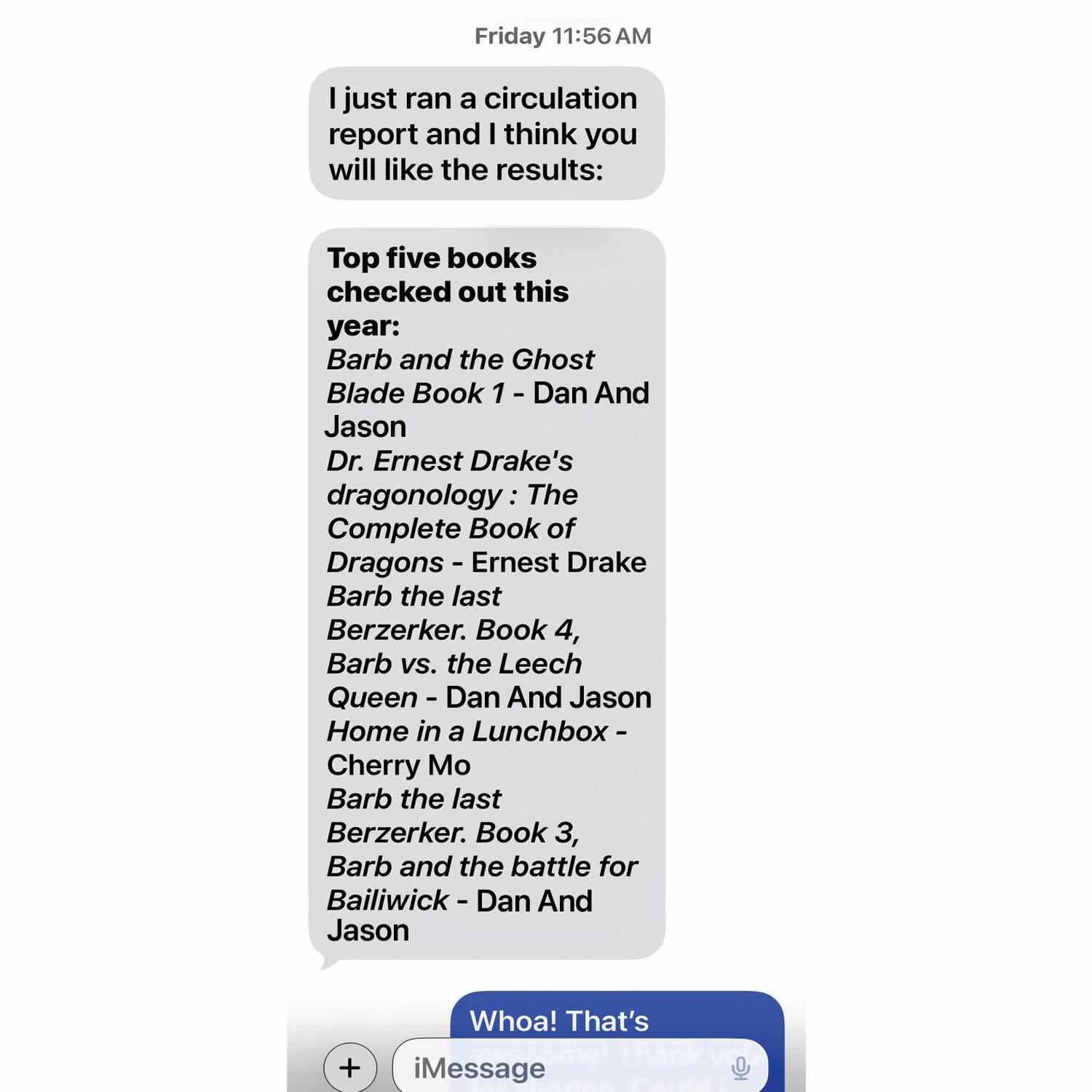 Dan &amp; Jason have been doing a ton of school visits lately. We&rsquo;ve met thousands of students, drawn a lot of goofy characters, made comics together, and talked about the power of stories.

On Friday, I got a text from a Vermont school librari