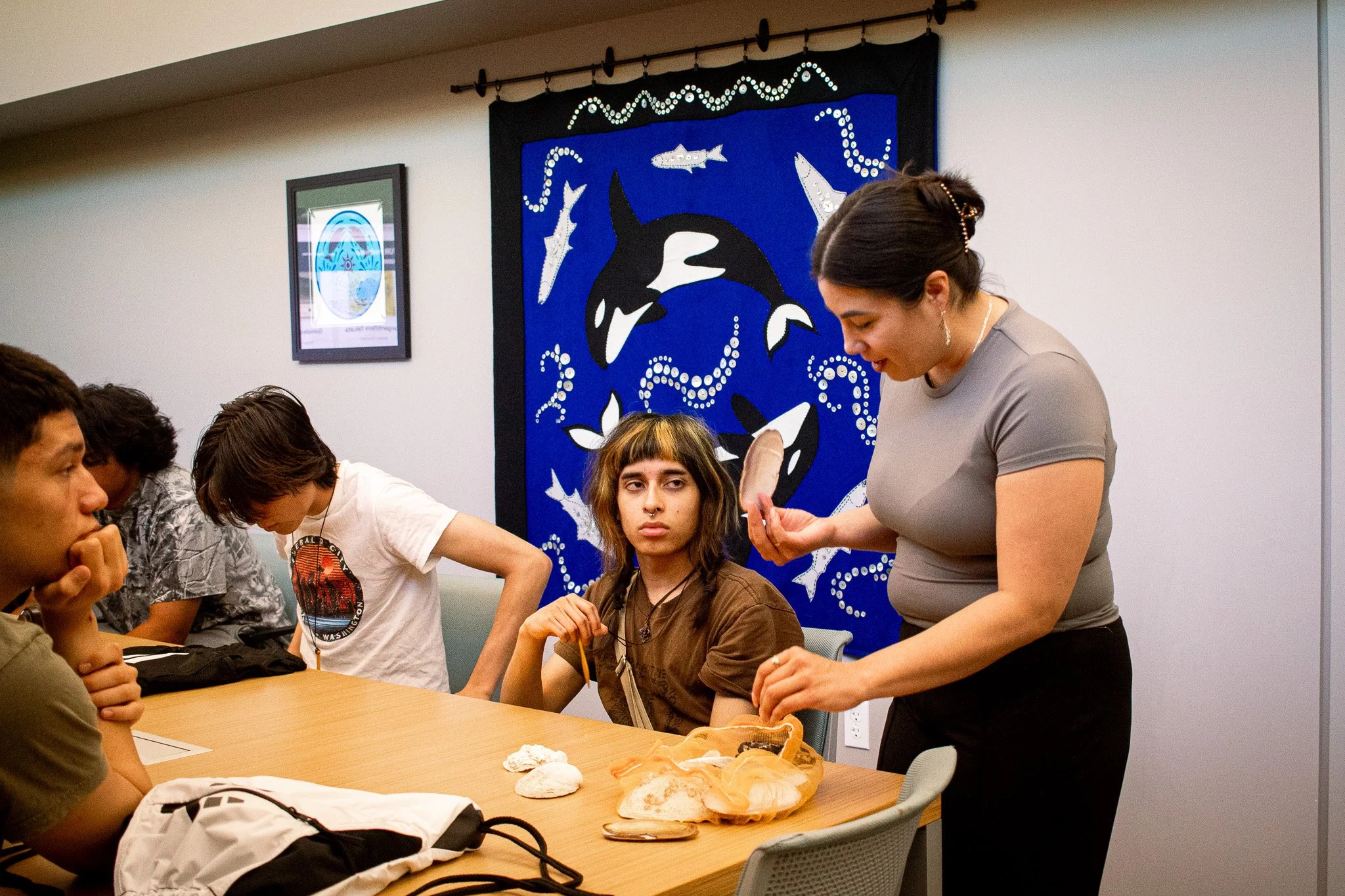 Candace Penn and the 2025 Changing Currents Tribal Youth Summit student cohort. Penn is a climate change specialist for Squaxin Island Tribe’s Natural Resources Department.