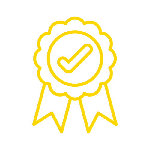 icon of a ribbon with a checkmark in the center