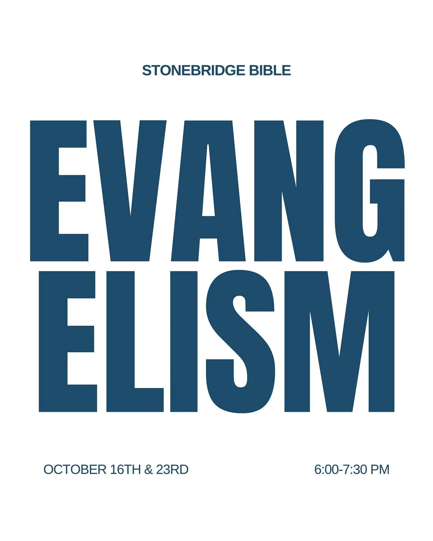 Come join us for our Evangelism Class |&nbsp;Thursday, October 16th &amp; 23rd&nbsp;|&nbsp;6-7:30 PM

Do you desire to grow in sharing your faith with confidence and clarity? Join us for a two&ndash;week Evangelism Class designed to equip you with bi