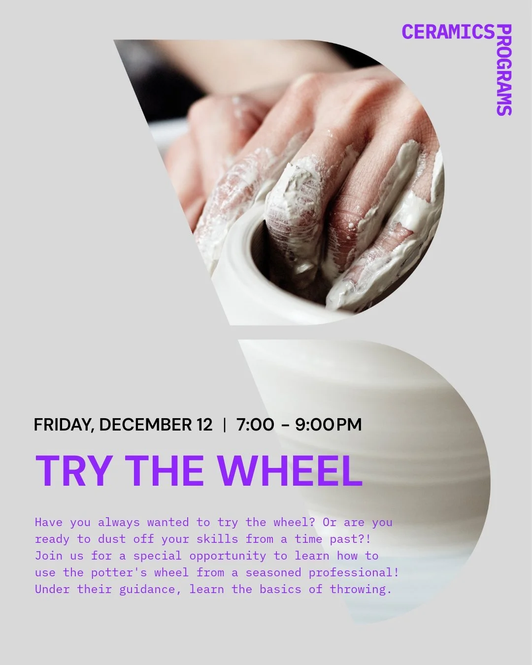 If the potter&rsquo;s wheel has been calling your name, whether you&rsquo;re brand-new or returning after a long break: this workshop is for you ✨
Learn to throw on the wheel with guidance from an experienced instructor, explore the foundations of fo