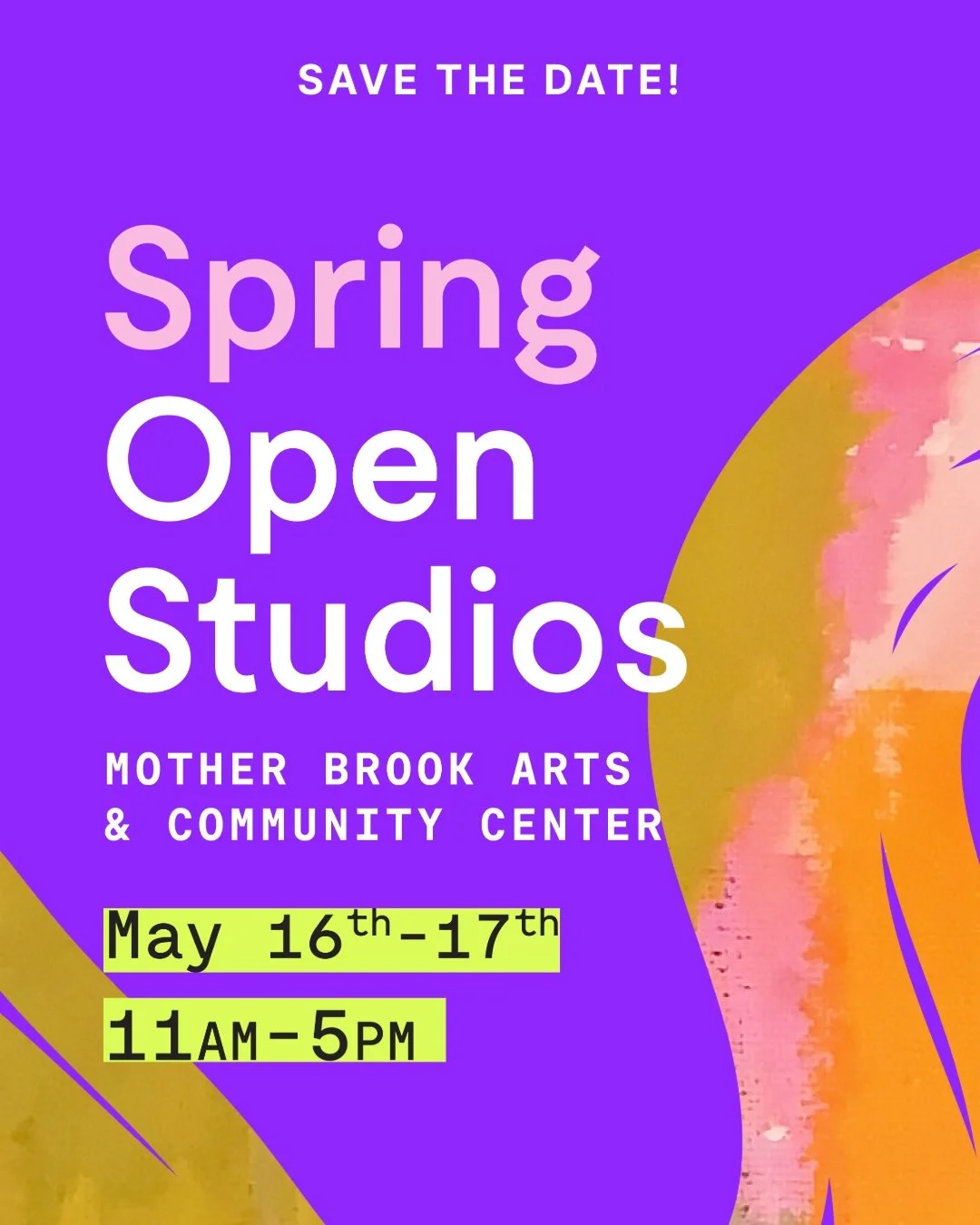 Save the Date: Spring Open Studios + Art in Bloom 🌸
Saturday, May 16 + Sunday, May 17
11am &ndash; 5pm
Mother Brook Arts &amp; Community Center
123 High Street, Dedham, MA
Celebrate local creativity and visit 75+ artists in one vibrant space.
Explor