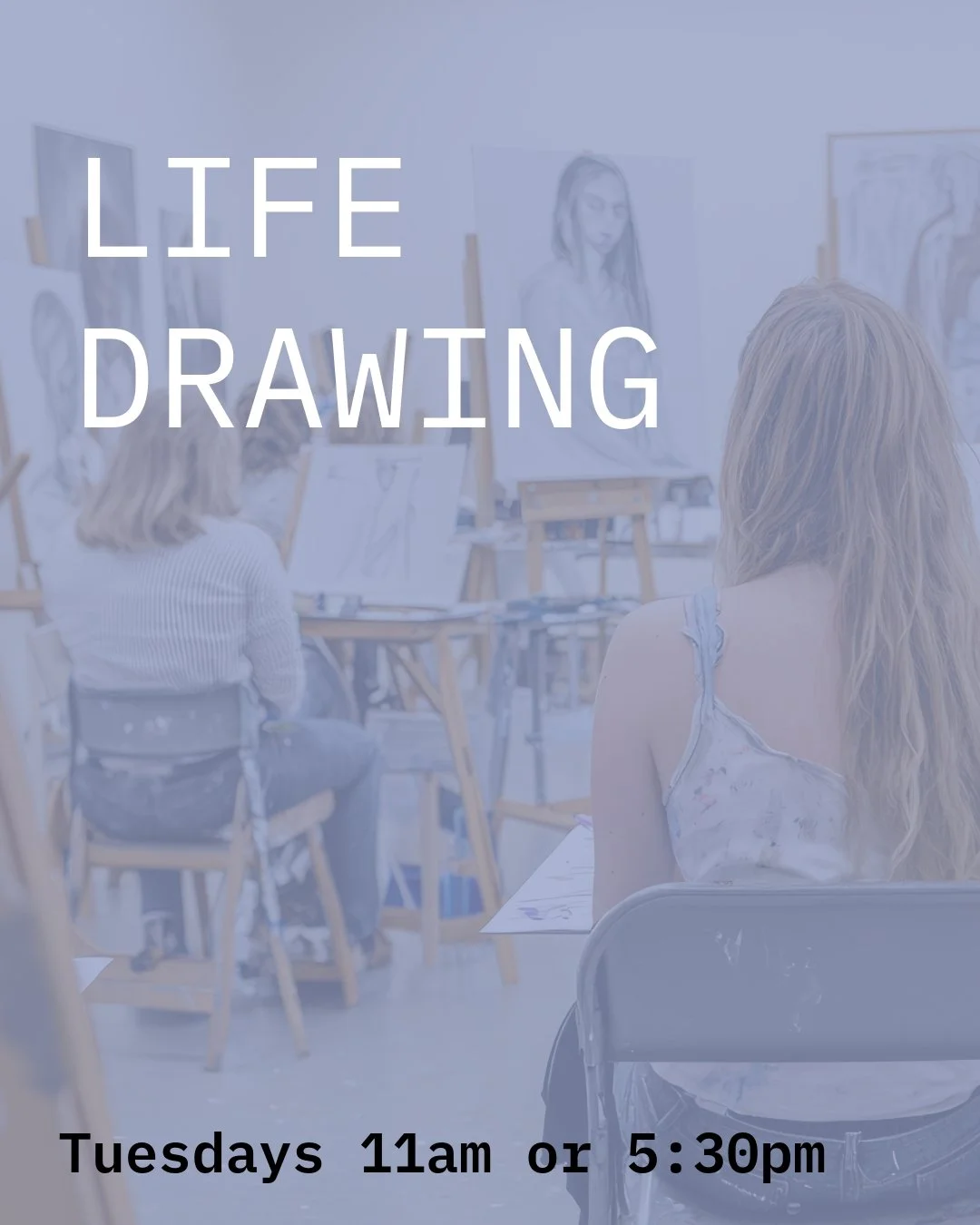 Join us on Tuesdays for Life Drawing at MBACC! ✏️
Our next session is April 28, 11:00am&ndash;1:30pm in Studio 11 for an open life drawing session with a live model. All wet and dry media welcome (odorless solvents please). Bring your own materials a