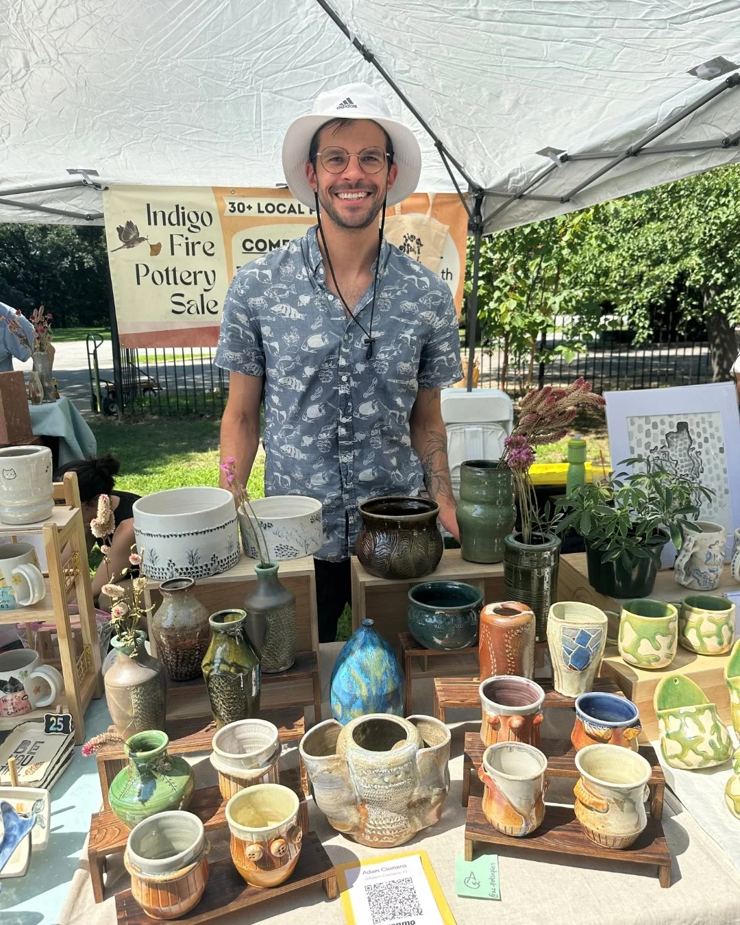 Meet Adam Clemens, a member of the Indigo Fire ceramics community.
Adam enjoys experimenting with surface textures and seeing how they interact with different glazes. Recently, he has been creating functional vessels for plants, including planters an
