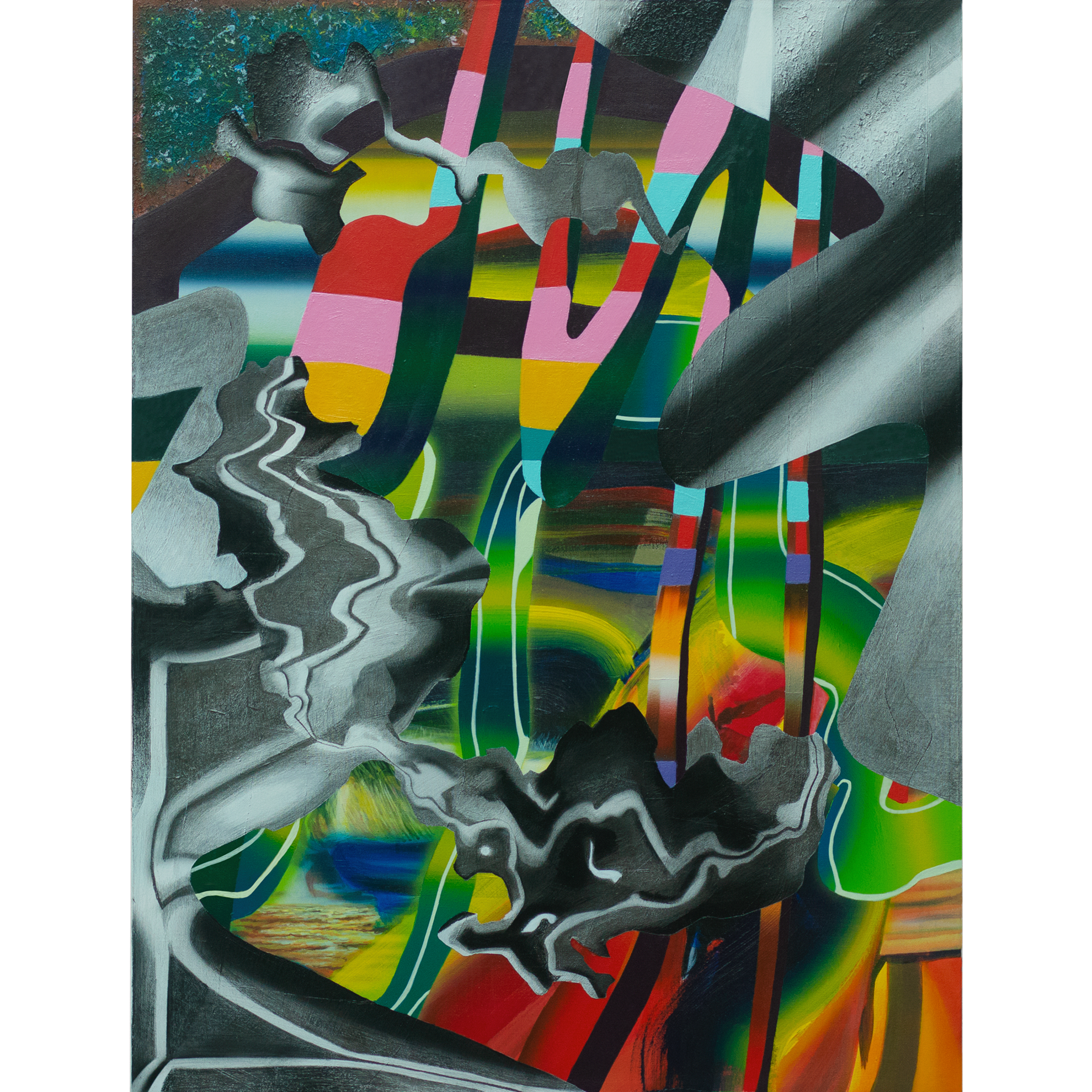 El portal de los espárragos elélctricos/ 30"x40" / Acrylic and graphite on canvas/ 2023