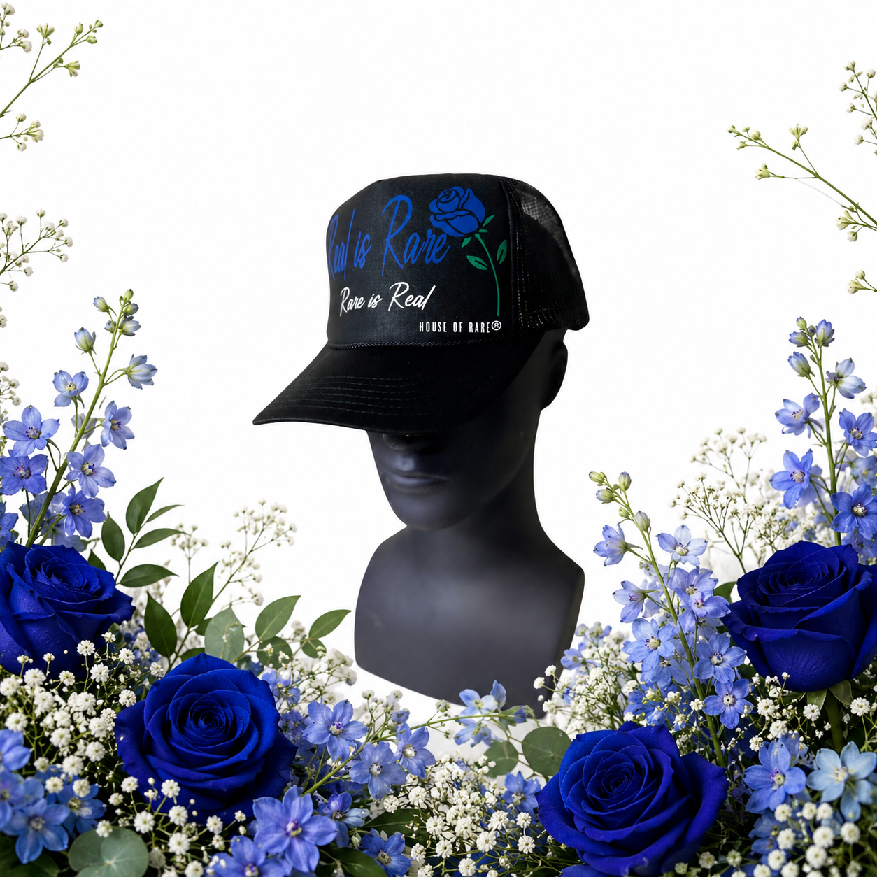 Rare In Bloom - Trucker Hat " Real is Rare" Signature