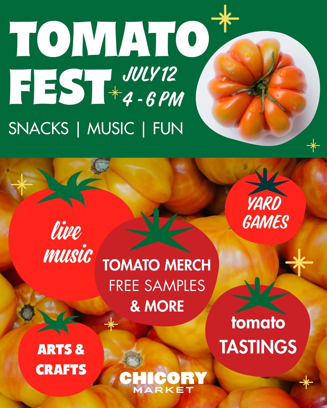‼️🍅Announcing Tomato Fest🍅‼️

On Saturday, July 12, we&rsquo;re hosting our first ever tomato festival from 4-6pm. This family-friendly event is sure to be a new town favorite. Here&rsquo;s what you can expect:

🍅 arts and crafts for kids like a l