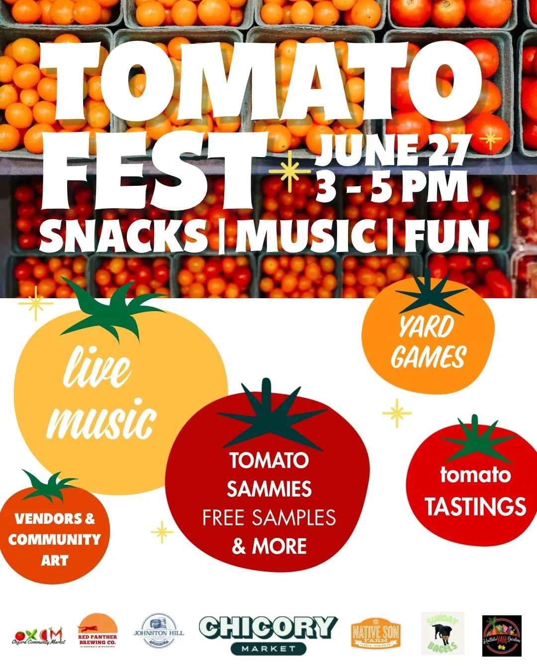 🍅🍅 TOMATO FEST IS BACK 🍅🍅

We heard you like tomatoes. We do too. Let&rsquo;s celebrate!

Join us for an afternoon of togetherness in celebration of the humble tomato on Saturday, June 27 from 3-5pm.

Visitors can expect:

🍅 Tomato Sandwich Spec