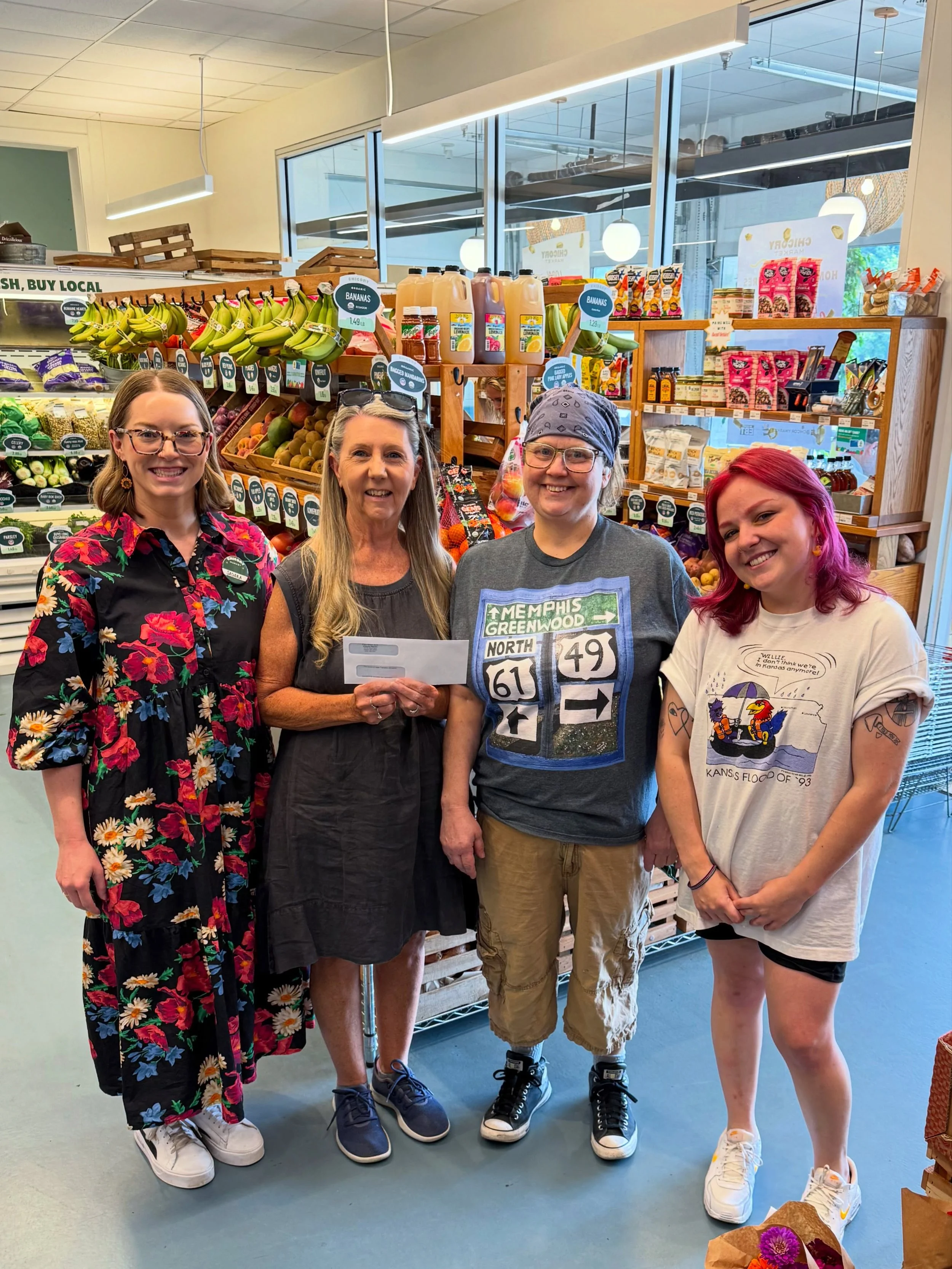 ICYMI: We have a bag donation program at Chicory!

When you shop, bring a reusable bag and we will donate $0.10 to a local non-profit for each bag you bring from home.  At the end of each quarter, we donate the funds to non-profits helping with food 