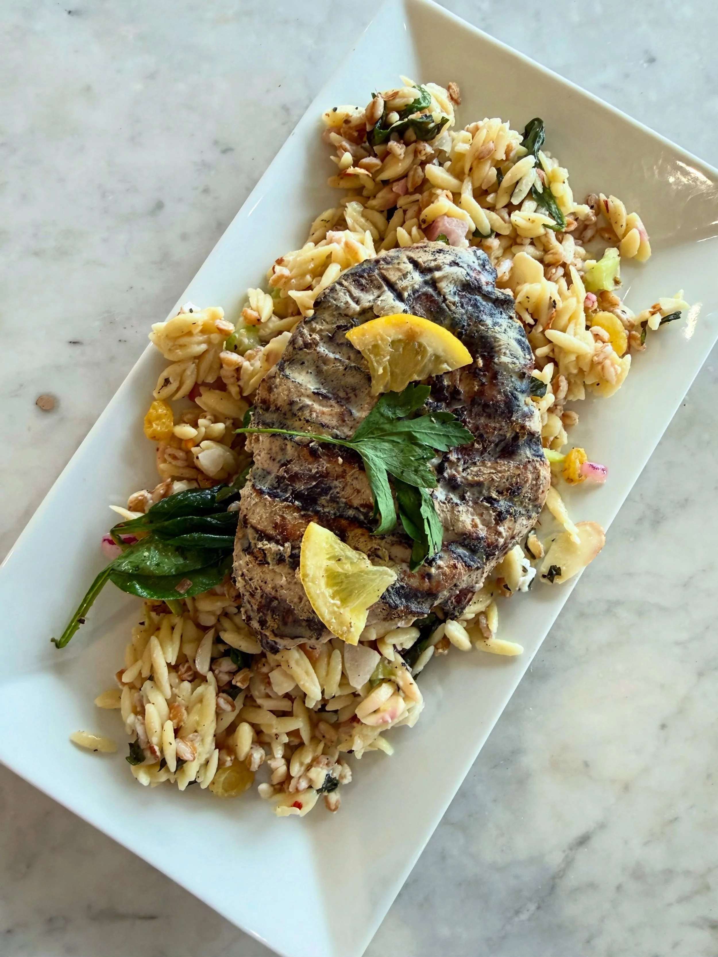 Need a cozy weekend meal? We got you.

Our lemon orzo salad with goat cheese is still $2 off this weekend when you pair it with a house made protein like grilled chicken, beef tenderloin, tofu, or salmon.

Relax during fall break and let us handle th
