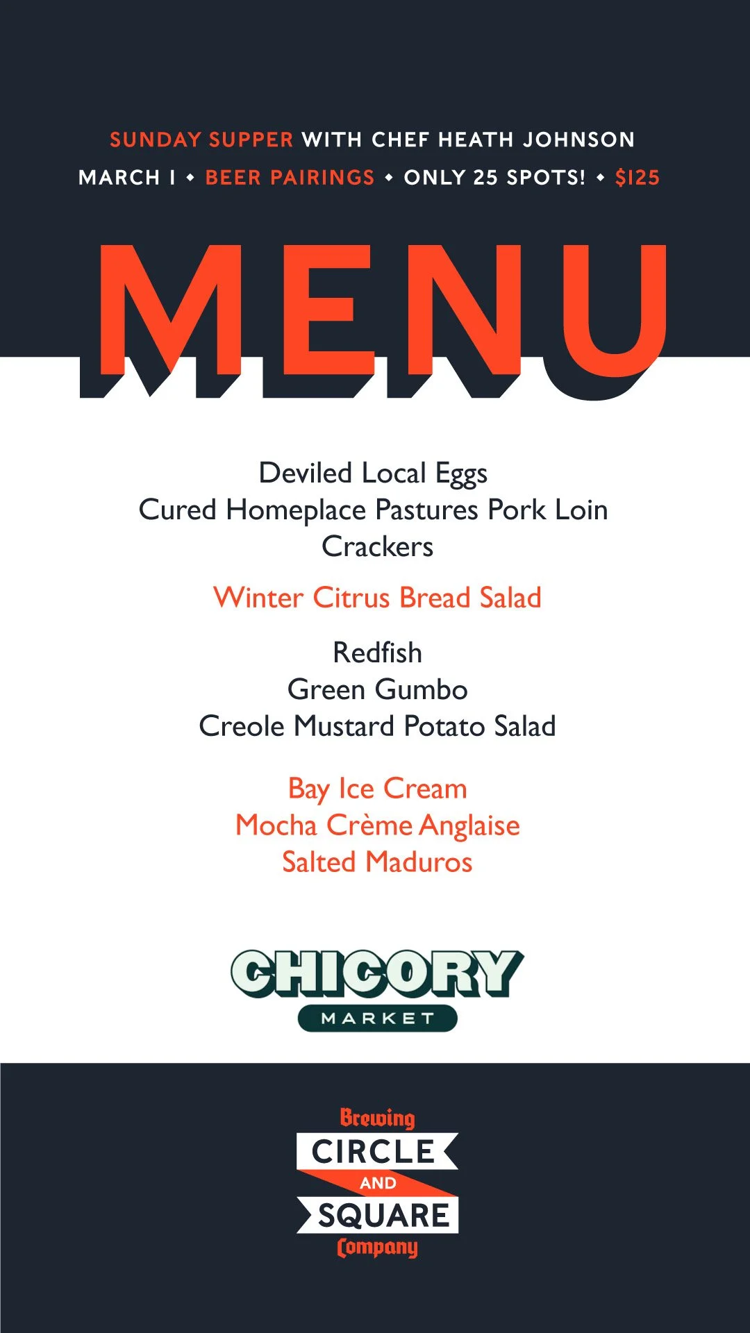 Sunday Supper with Chef Heath Johnson at Circle and Sqaure