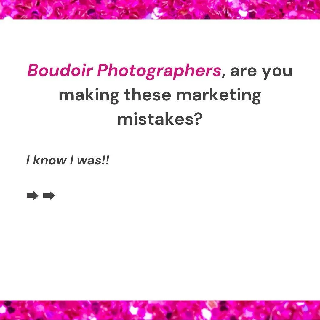 Are you guilty of any of these marketing mistakes? 

Don&rsquo;t worry&mdash;you&rsquo;re not alone. 

Every boudoir photographer has been there at some point&mdash;but it&rsquo;s time to level up.

🔥 Ready to fix what&rsquo;s holding your business 