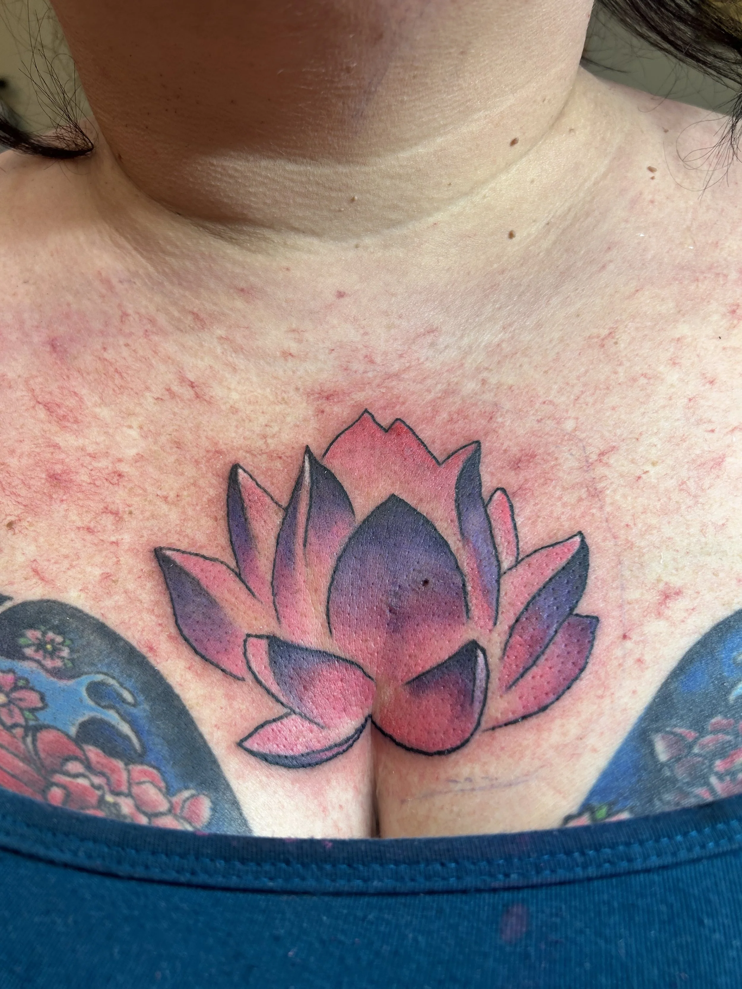Color lotus by Mikey done at Mariposa Tattoo Flagstaff, Grand Canyon, Sedona, Winslow  dark sky city