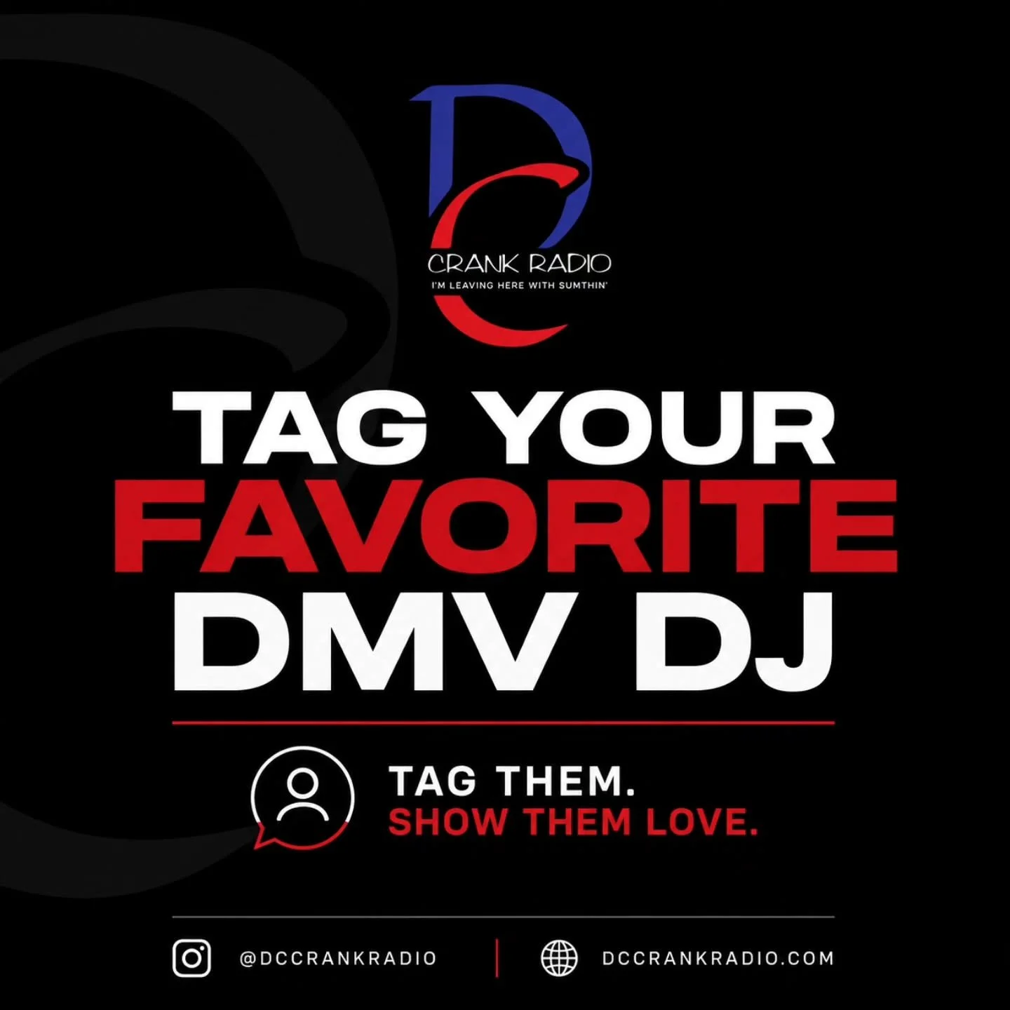 Everybody knows a DMV DJ that should already be on the radio. 🎧🔥

Tag your favorite DJ below and tell them send that mix in.

DC Crank Radio is looking for mixshow DJs from around the DMV to join the station lineup and help represent the sound and 