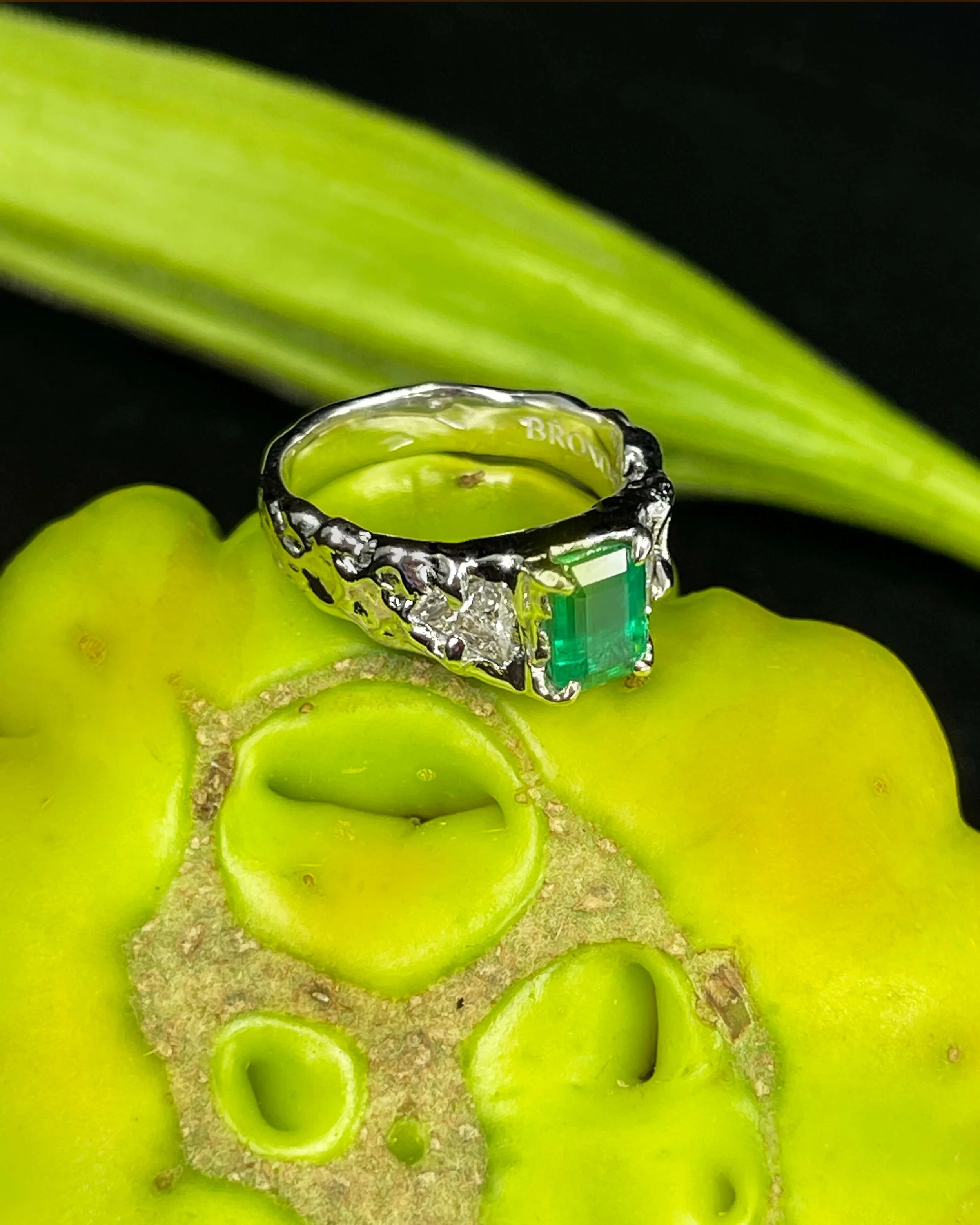 Emerald engagement ring for John