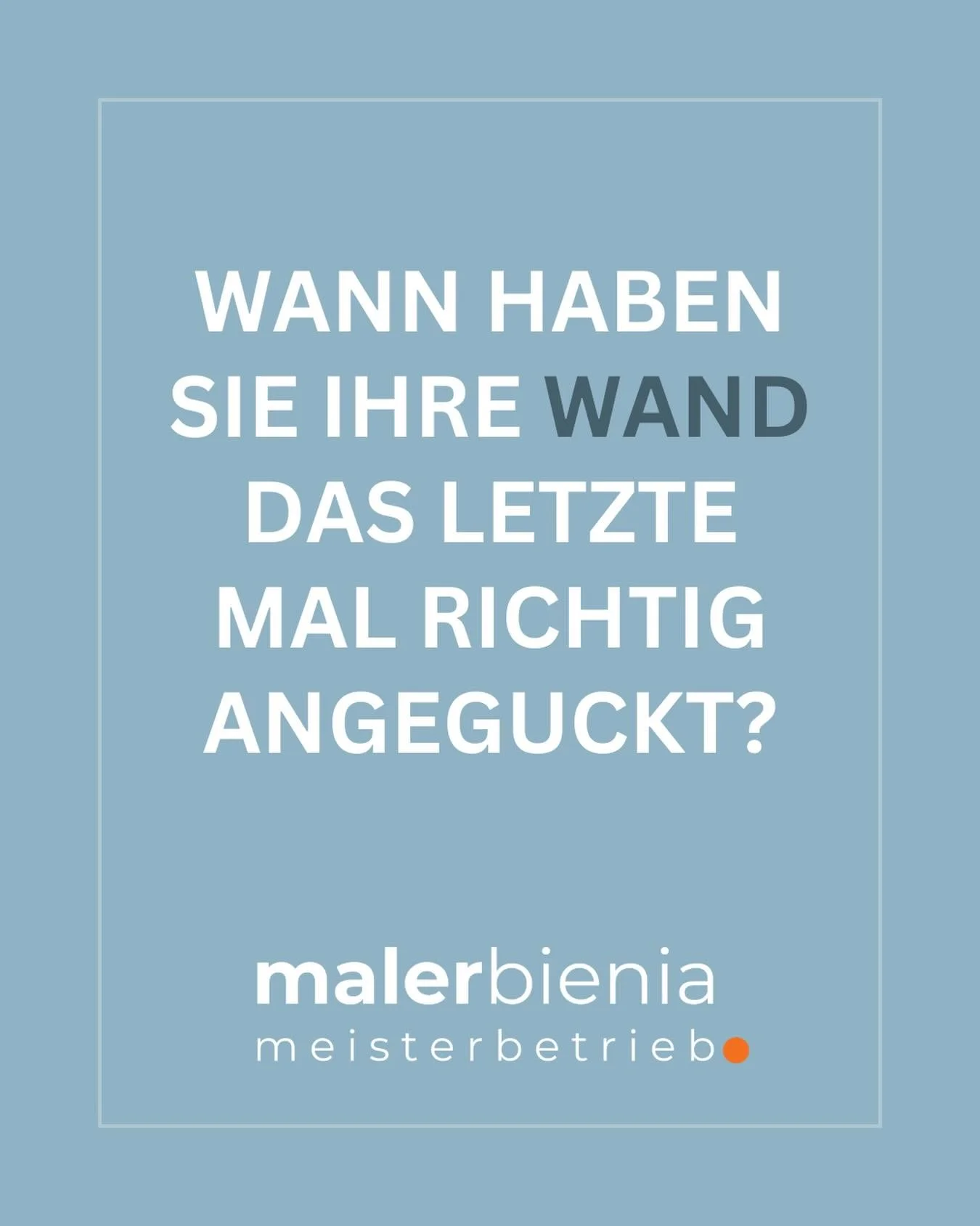 Wann haben Sie Ihre Wand das letzte Mal bewusst betrachtet &ndash;
nicht nur im Vorbeigehen? 🫣
 
Mit der Zeit gew&ouml;hnt man sich an vieles.
Auch an vergilbte Farben, feine Risse oder unruhige Fl&auml;chen.
Ein hochwertiger Neuanstrich ver&auml;nd