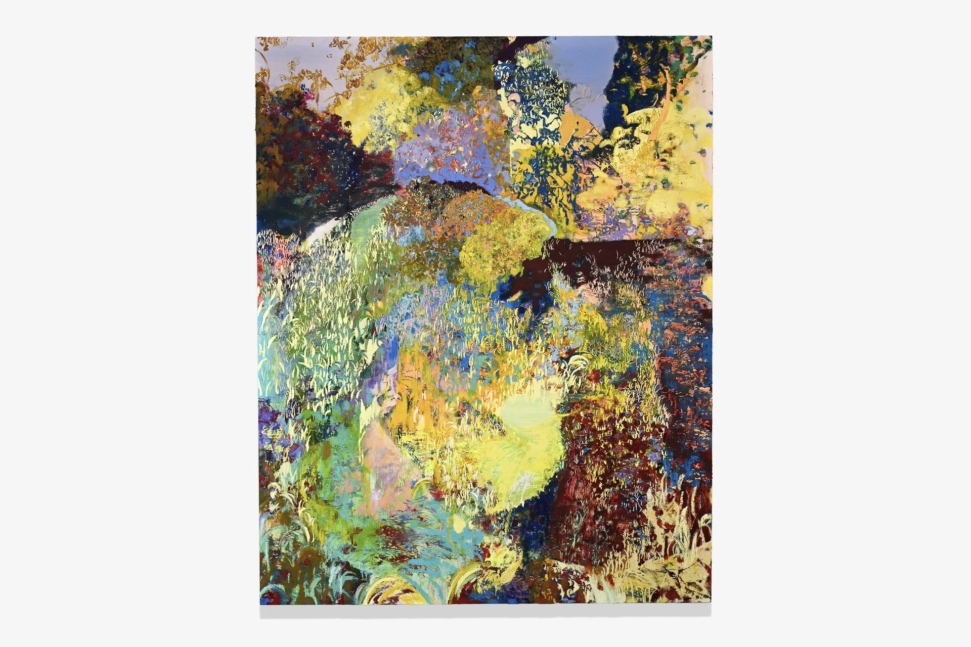 Connie Harrison    
  Scratched Gorse,   2025  
Oil paint and wax paste on wooden panel  
100 x 80 cm