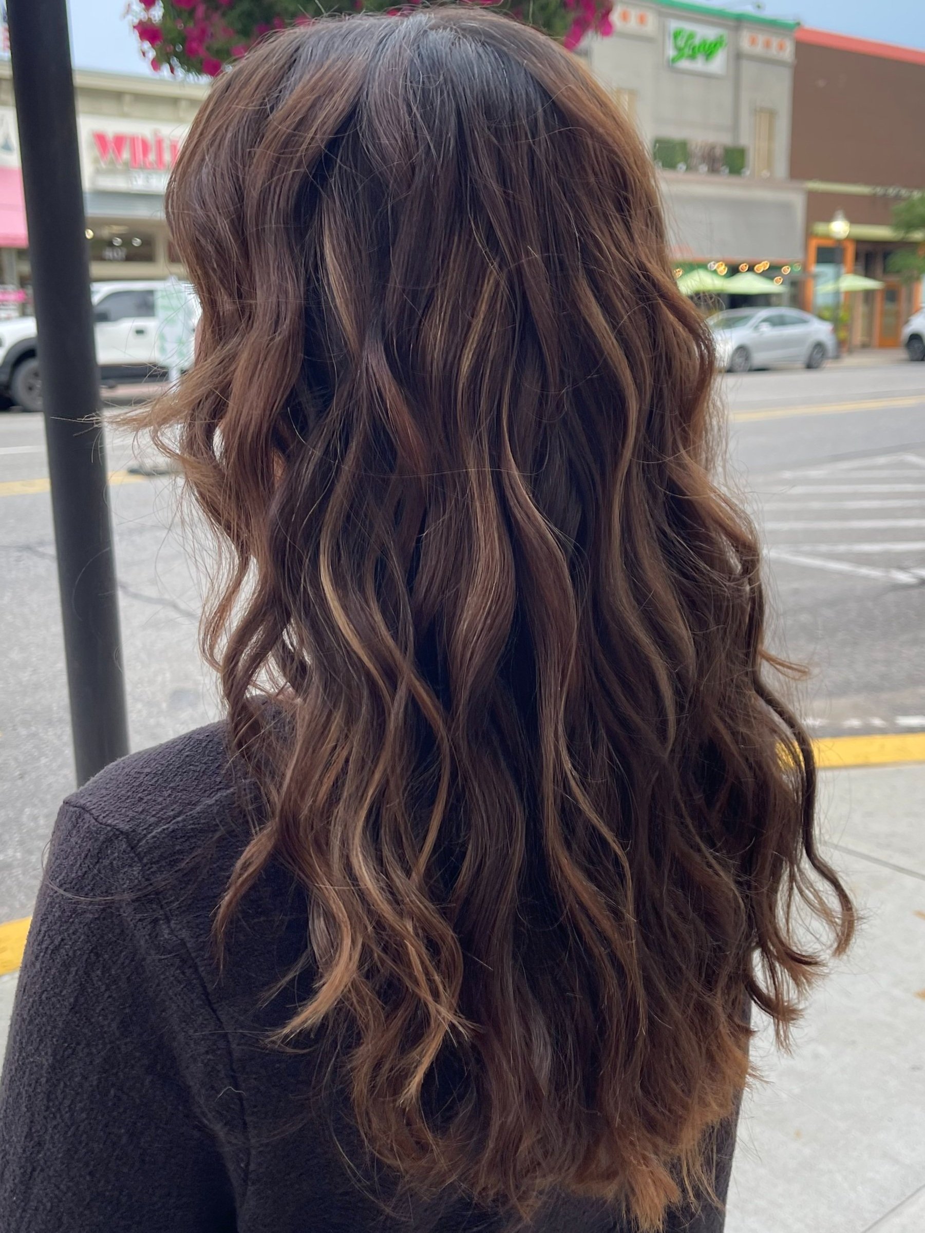 girl with brown hair and highlights