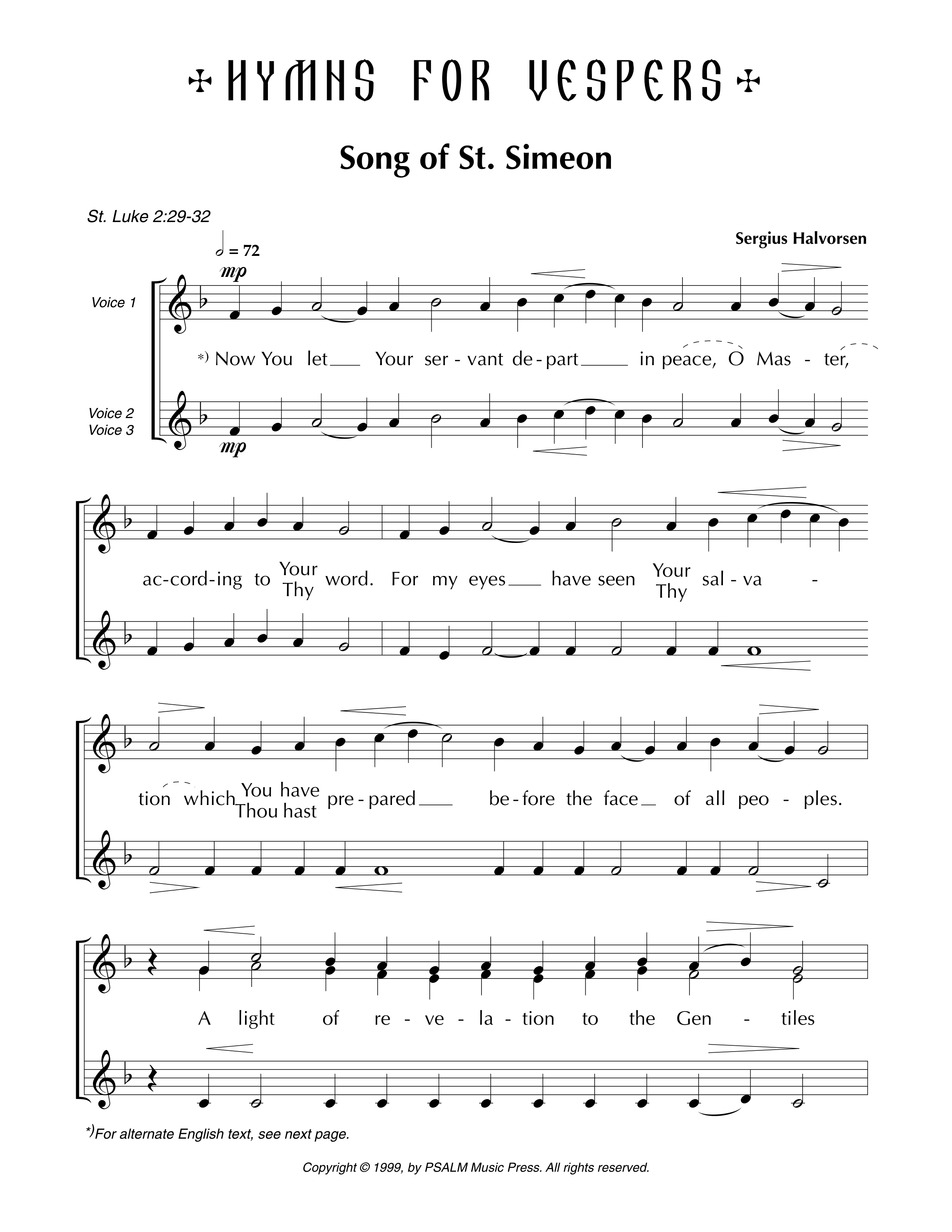 St Symeon’s Prayer • Halvorsen
