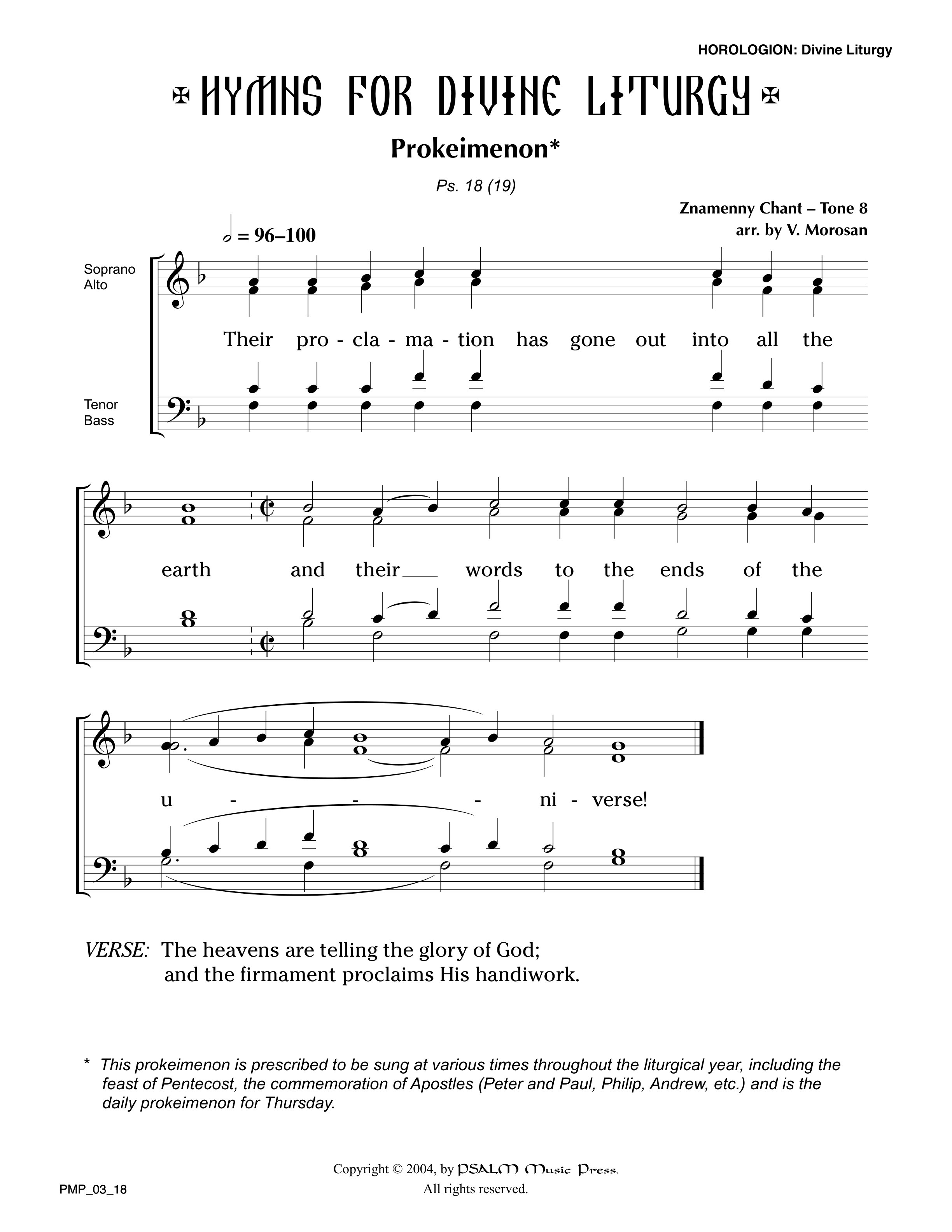 Prokeimenon: “Their Proclamation” • Znamenny