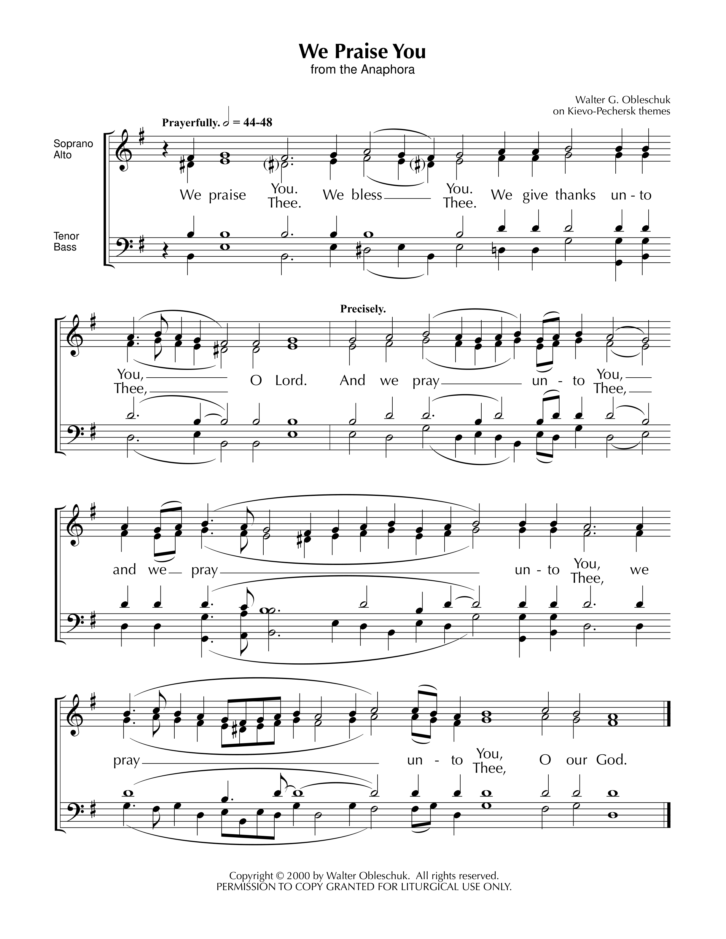 We Praise Thee • Obleschuk