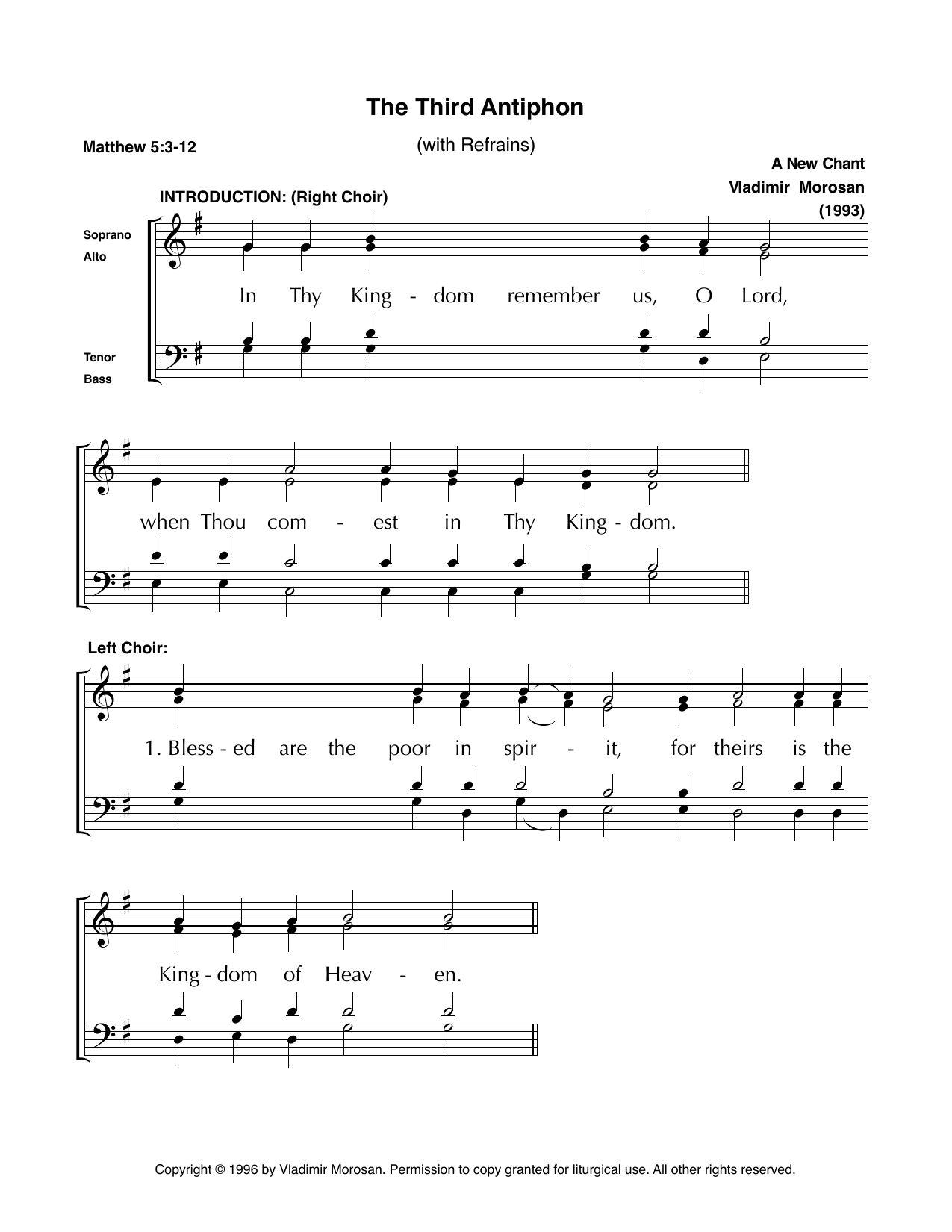 Third Antiphon (Beatitudes) • Morosan