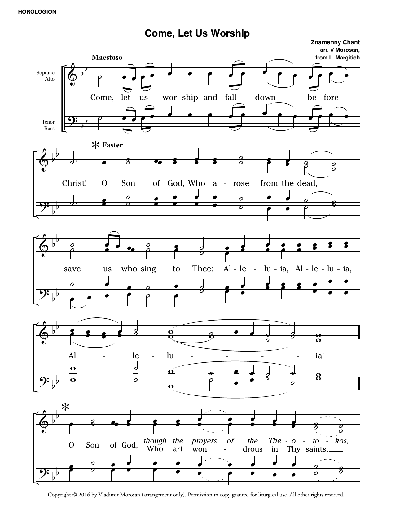 Come, Let Us Worship • Znamenny (Morosan)