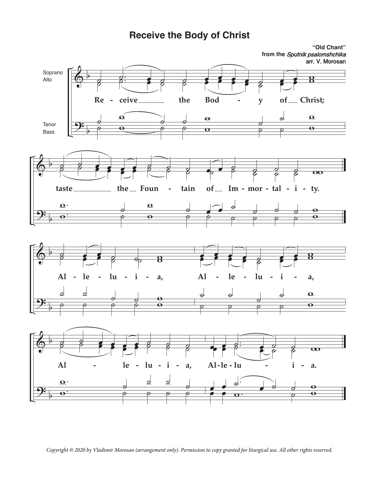 Receive the Body • Old Chant (Morosan)