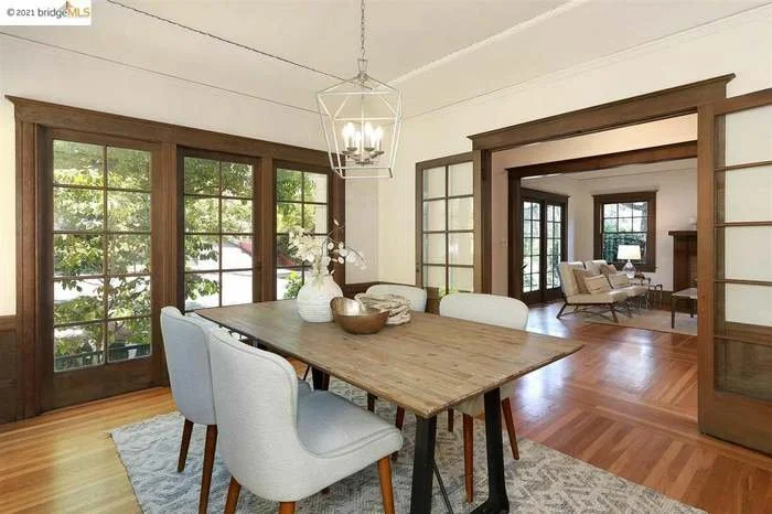 A fresh coat of paint was applied to the ceiling and the walls in this dining room located in Piedmont.