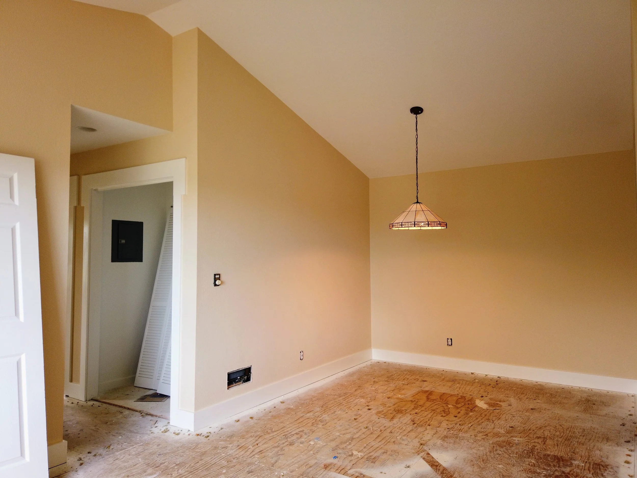 A fresh coat of paint was applied to the trim, the ceiling, and the walls in this dining room located in the Dimond district of Oakland.