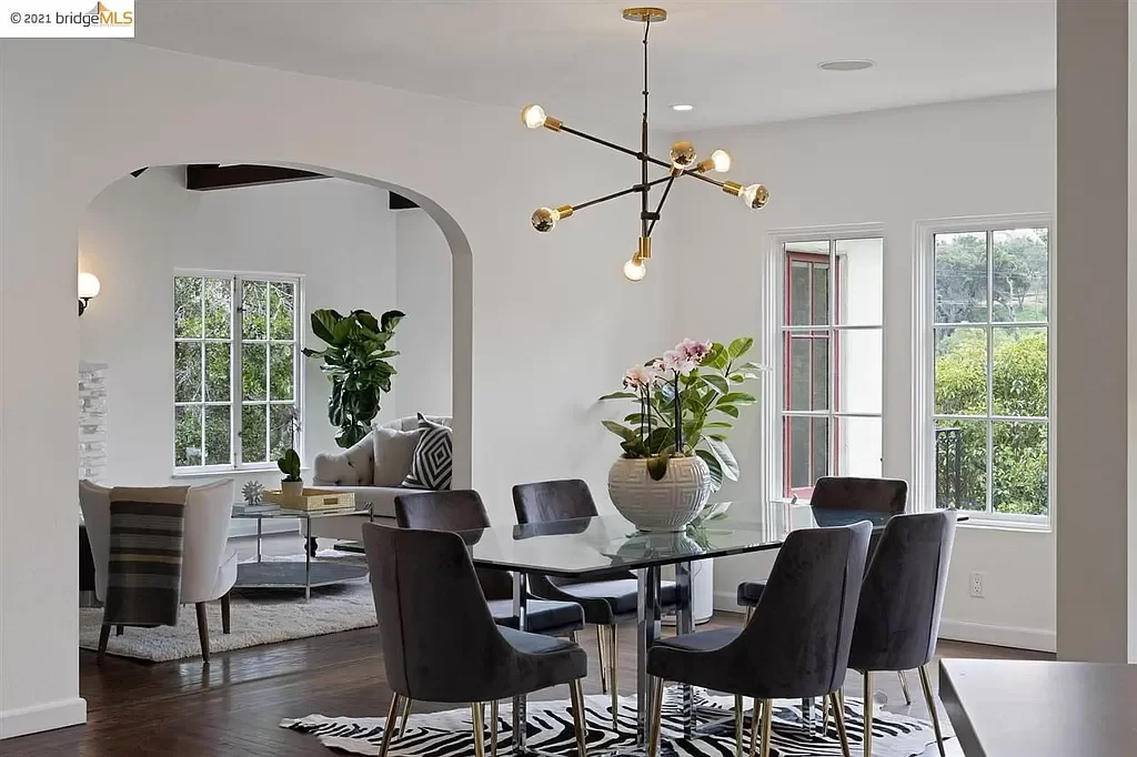 A fresh coat of paint was applied to the walls of this dining room located in the Oakland Hills.