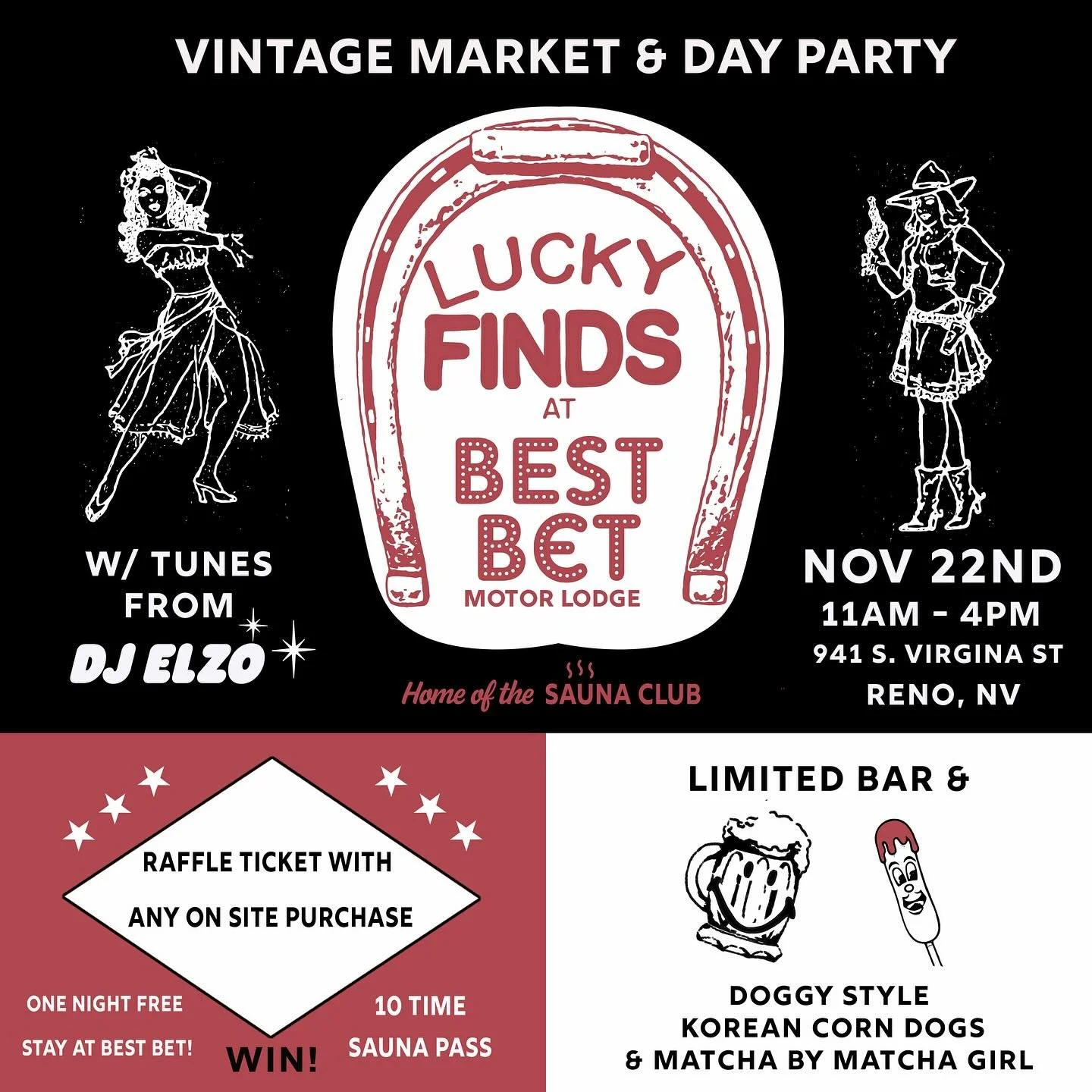Mark ya calendars, Best Bet is having a party and we are all invited! There will be food, music, bevs, and plenty of vintage vendors to choose from! PLUS! You just might win a free nights stay at Best Bet - don&rsquo;t miss this one!