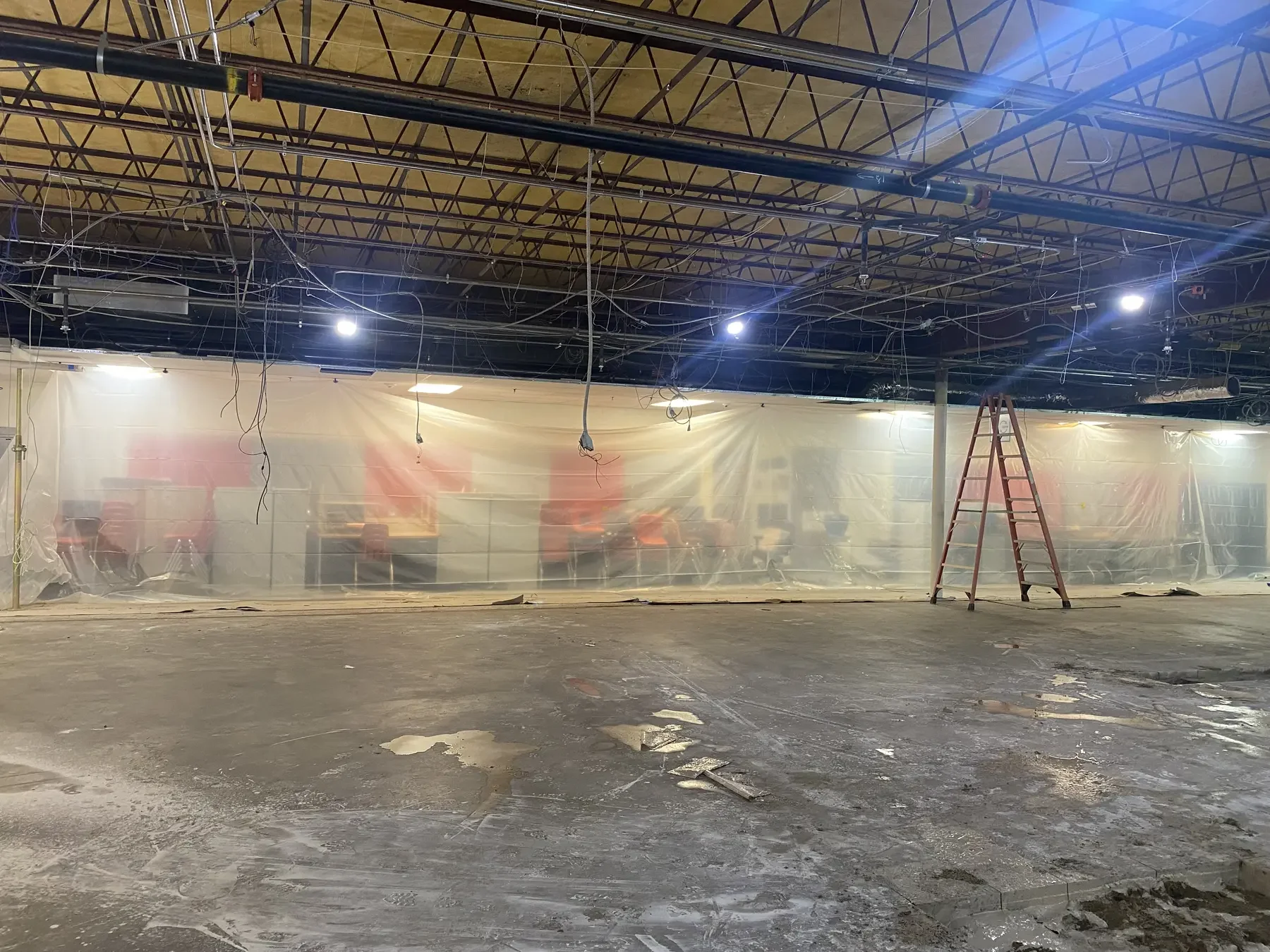 Contained demolition work area prepared by Wolf Contracting