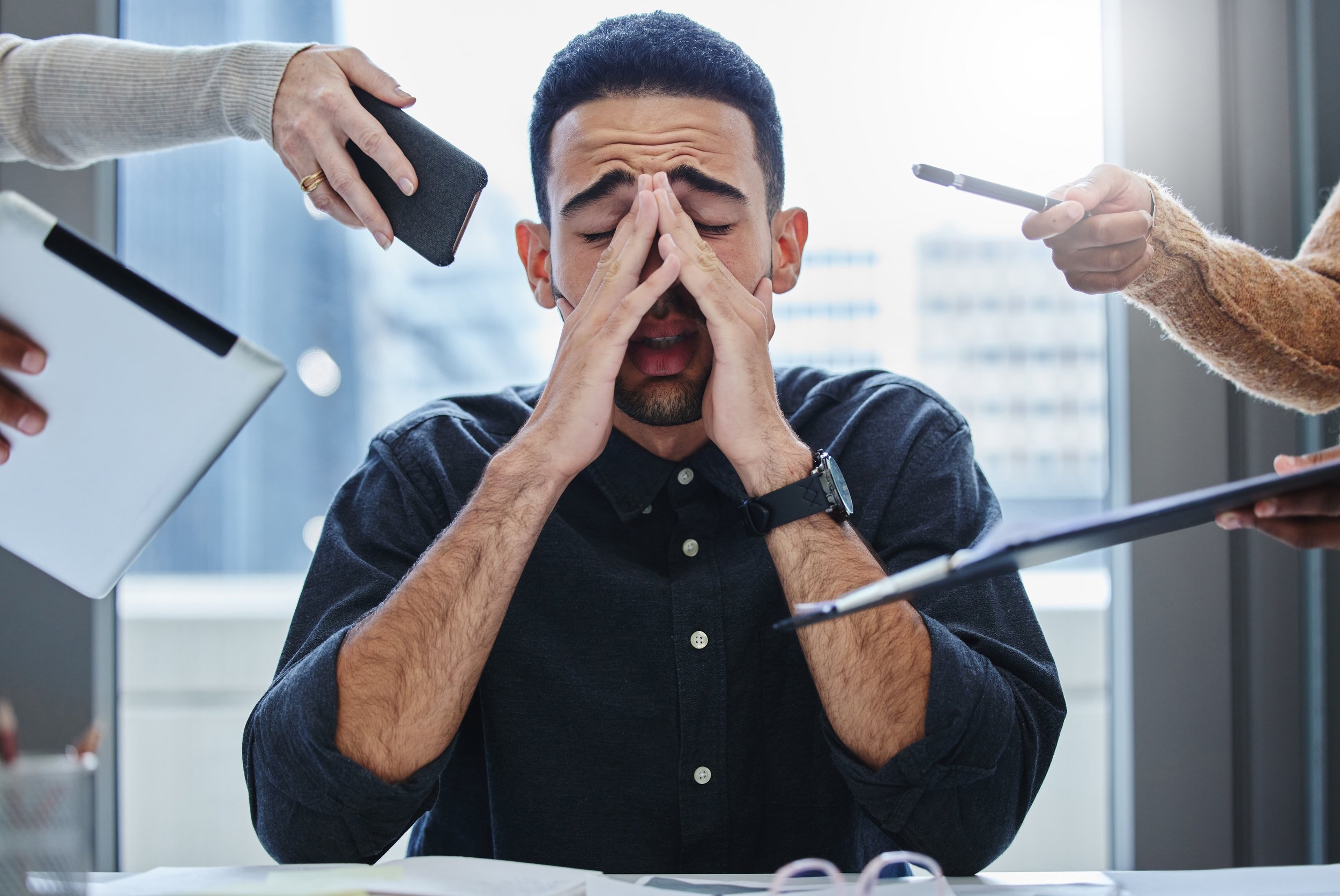 Overwhelmed office worker