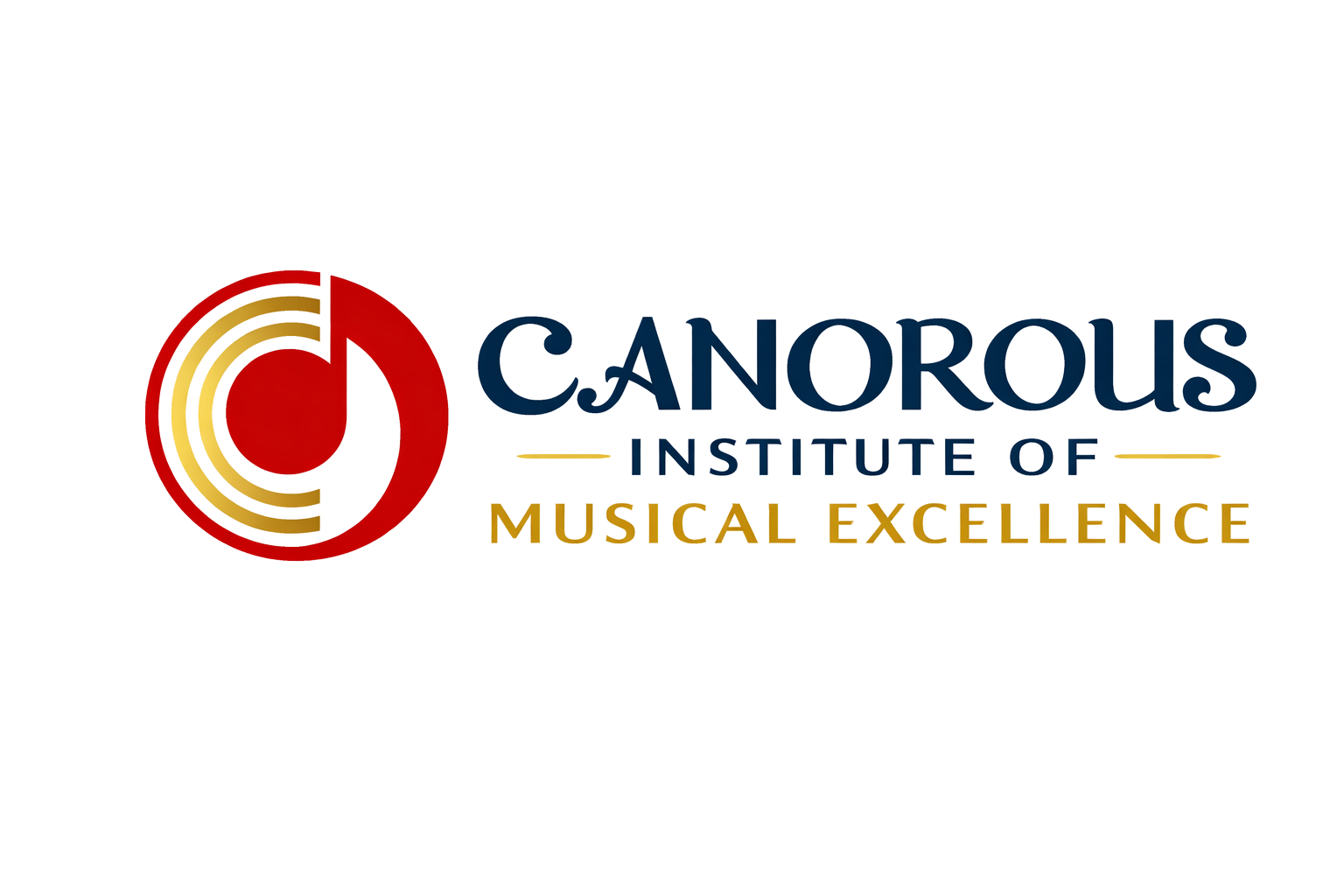 Logo for Canorous Institute, a musical excellence institution, featuring a stylized red and yellow circular design with the text 'CANOROUS INSTITUTE' and 'MUSICAL EXCELLENCE'.