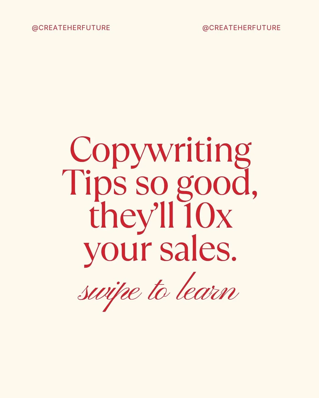 Struggling to sell your product or service? 👀

The problem might not be your offer, it&rsquo;s your copy.

These power-packed copywriting tips will help you write words that attract, engage, and convert.

Save this post for your next launch, your sa