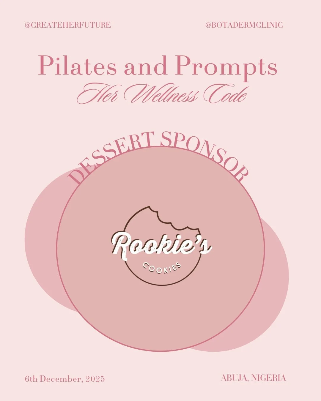 A huge thank you to our incredible Dessert Sponsor, @rookiescookiesabuja ! ✨

We are so grateful to have @rookiescookiesabuja as part of the Pilates &amp; Prompts experience this Saturday! Their support helps us create a beautiful, mindful event and,