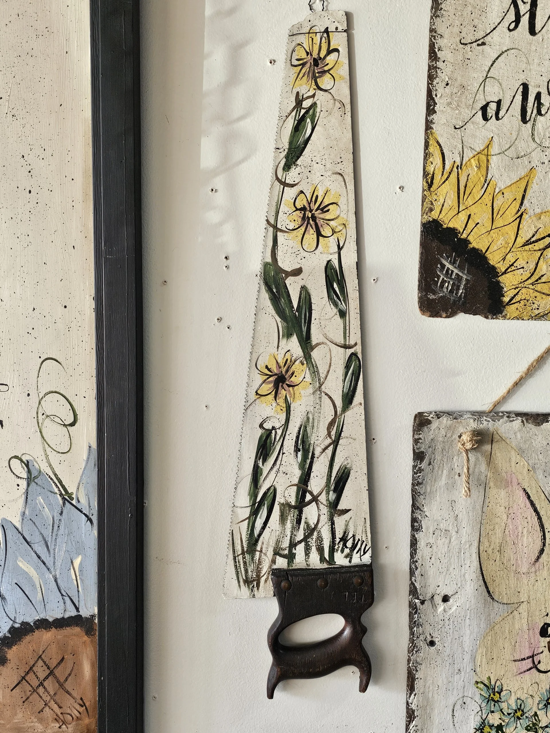 Hand painted Antique Saw