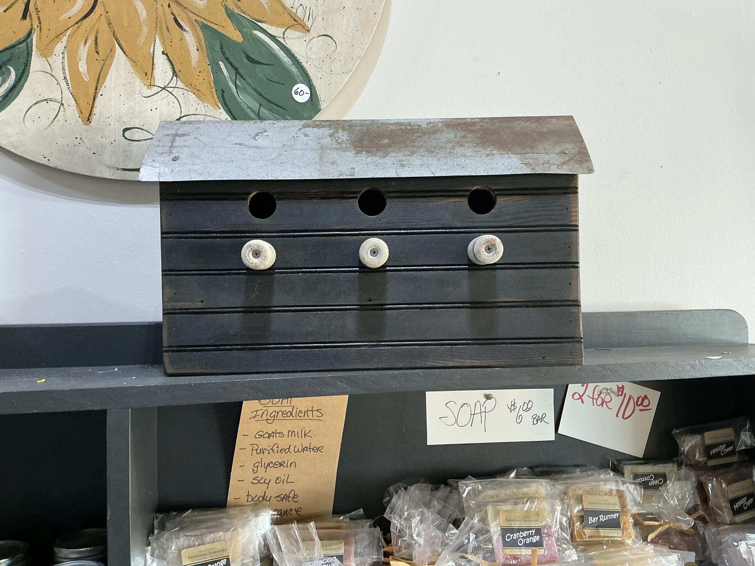 Black Three Hole Birdhouse