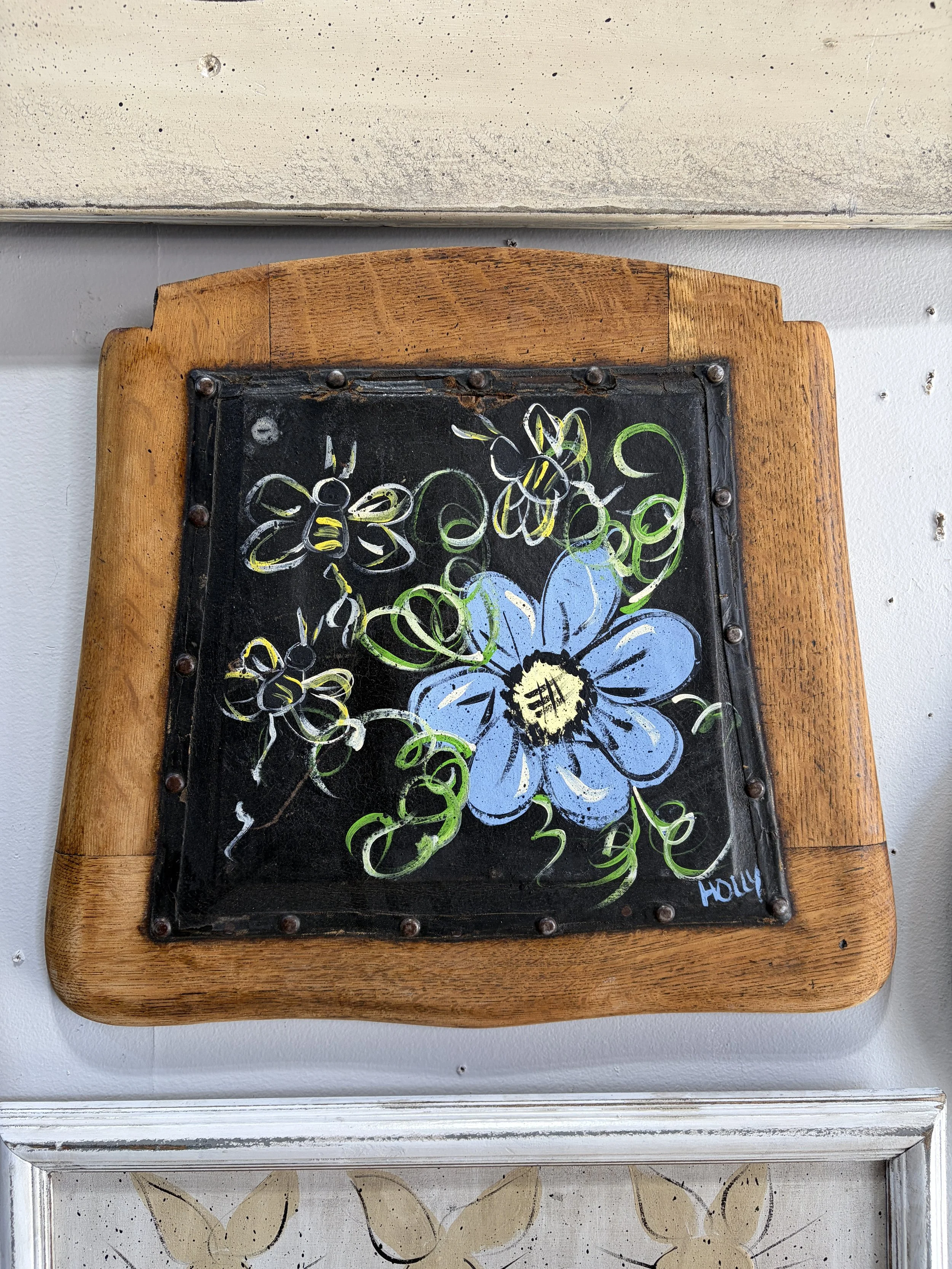 Painted Old Leather Chair