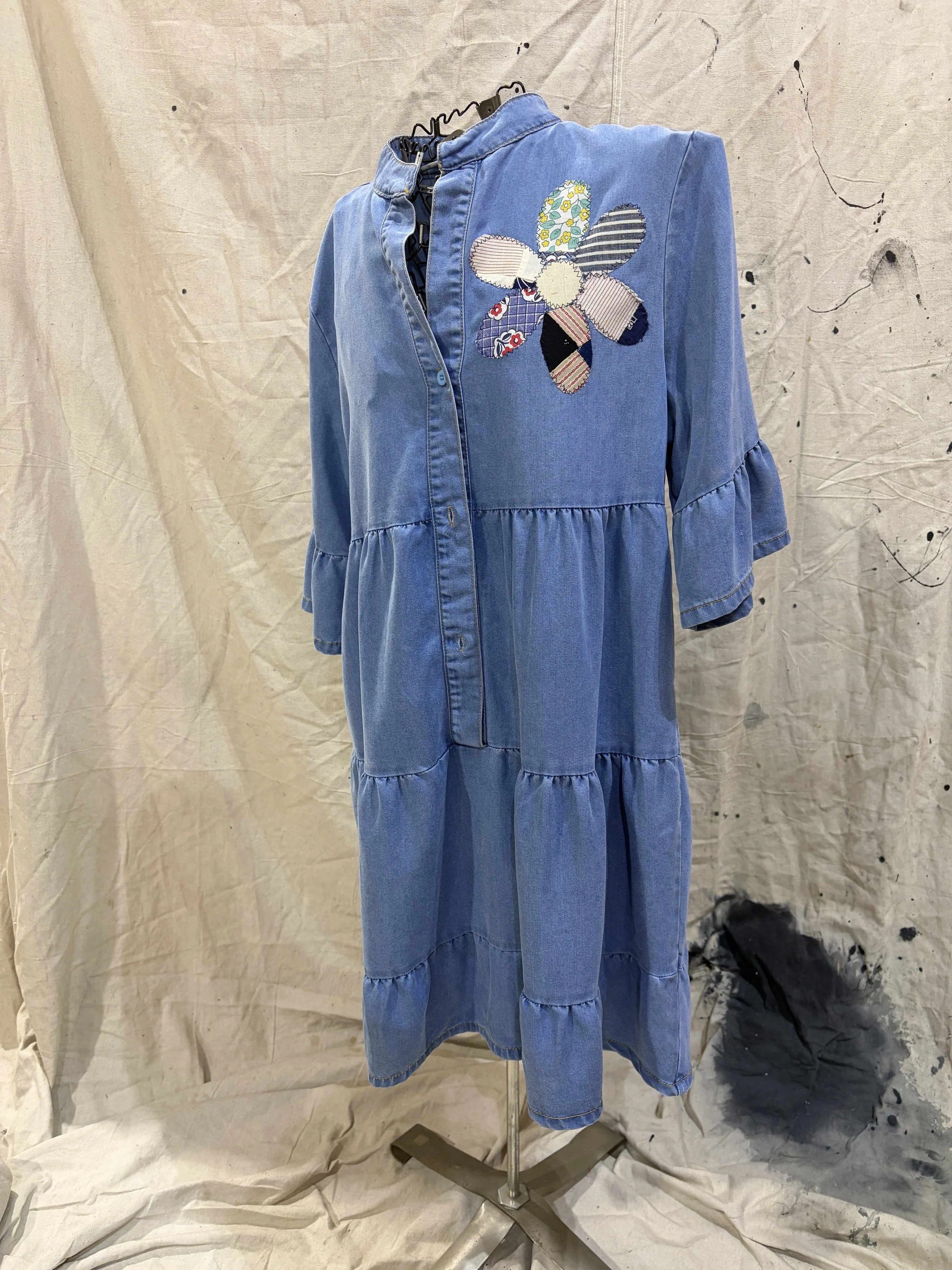 Denim Dress With Applique Quilt Flower.jpg