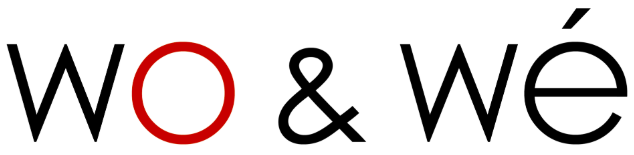 Logo texte 'wo & wé' avec 'o' en rouge