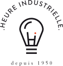 Logo de Heure Industrielle, une ampoule stylisée avec un fil conducteur, datant de 1950.