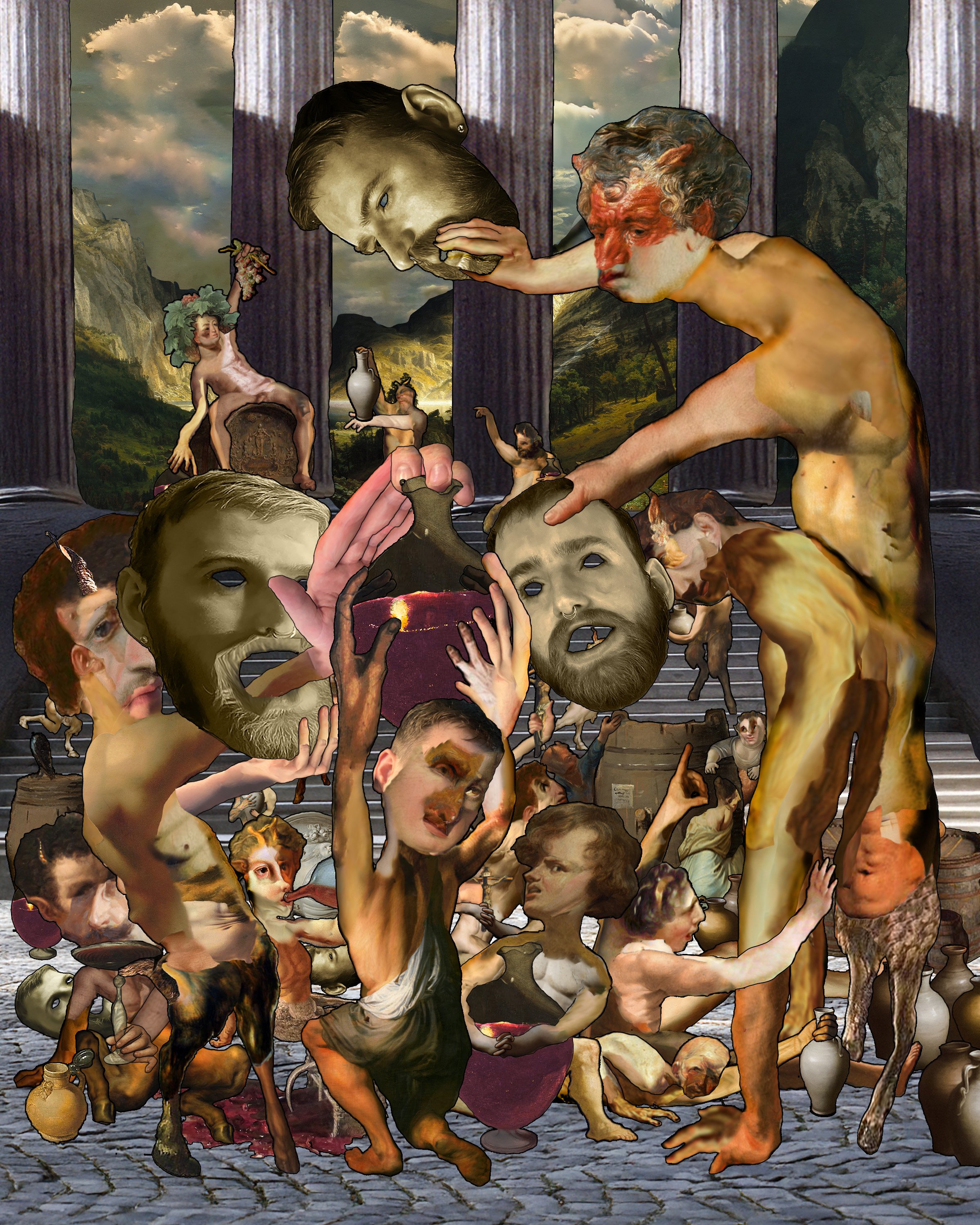 Satyrs' Rampage (2025), Digital Collage