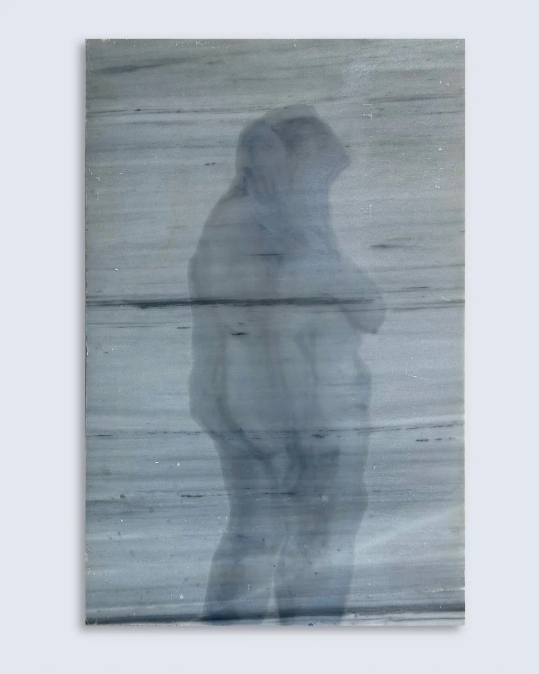 La Baigneuse. 2026 | Oil and sandpaper on found construction marble slab