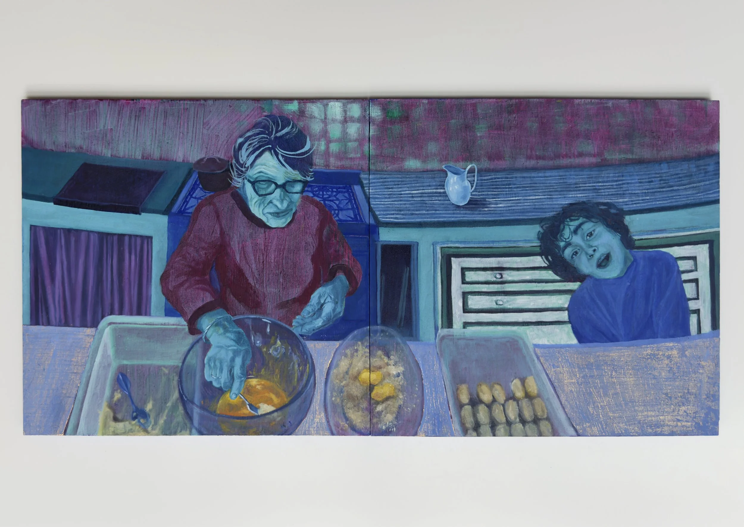 Croquetas (diptych). 2026 | Oil and gold leaf on construction plywood