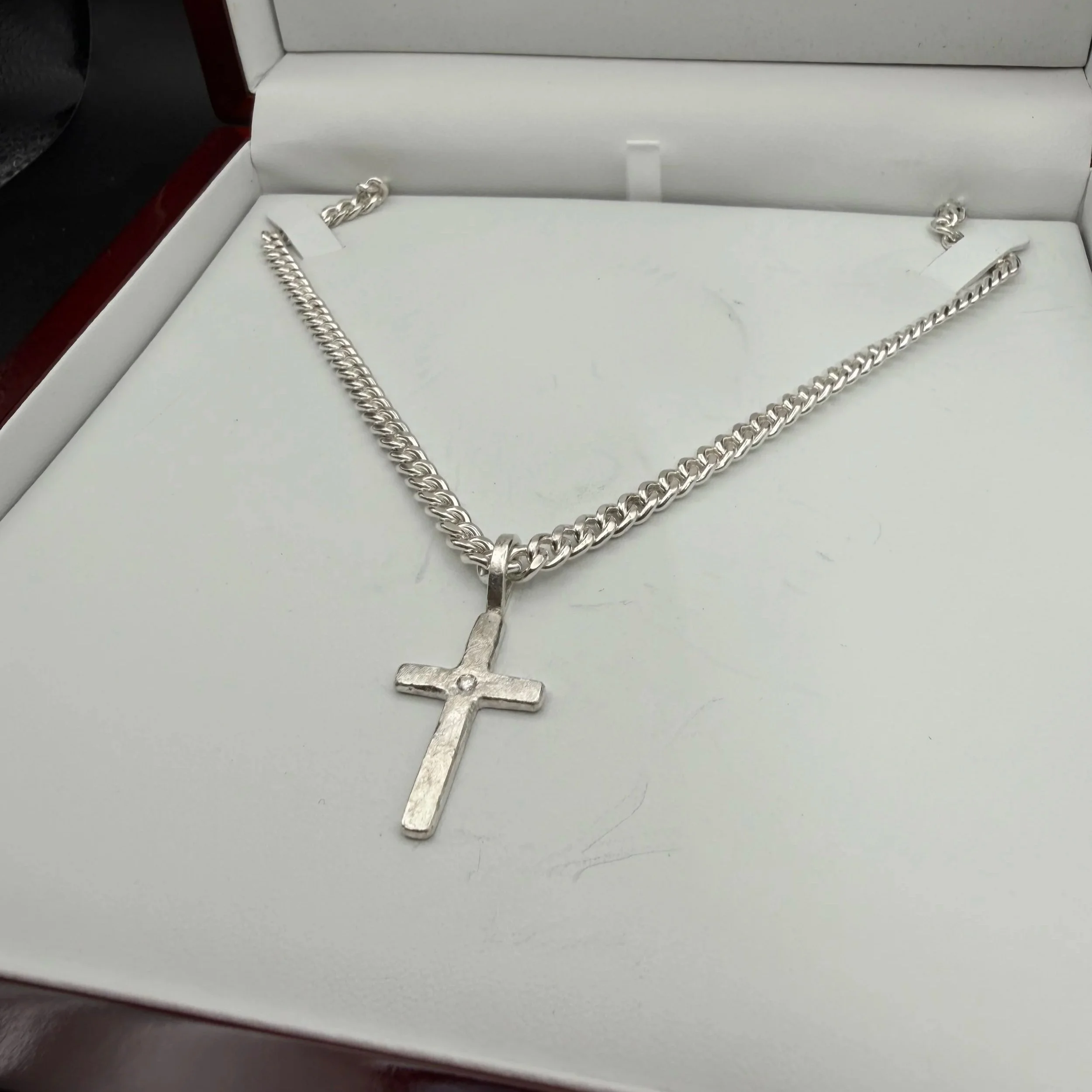 Heirloom Diamond Cross Pendant on 5MM Curb Chain