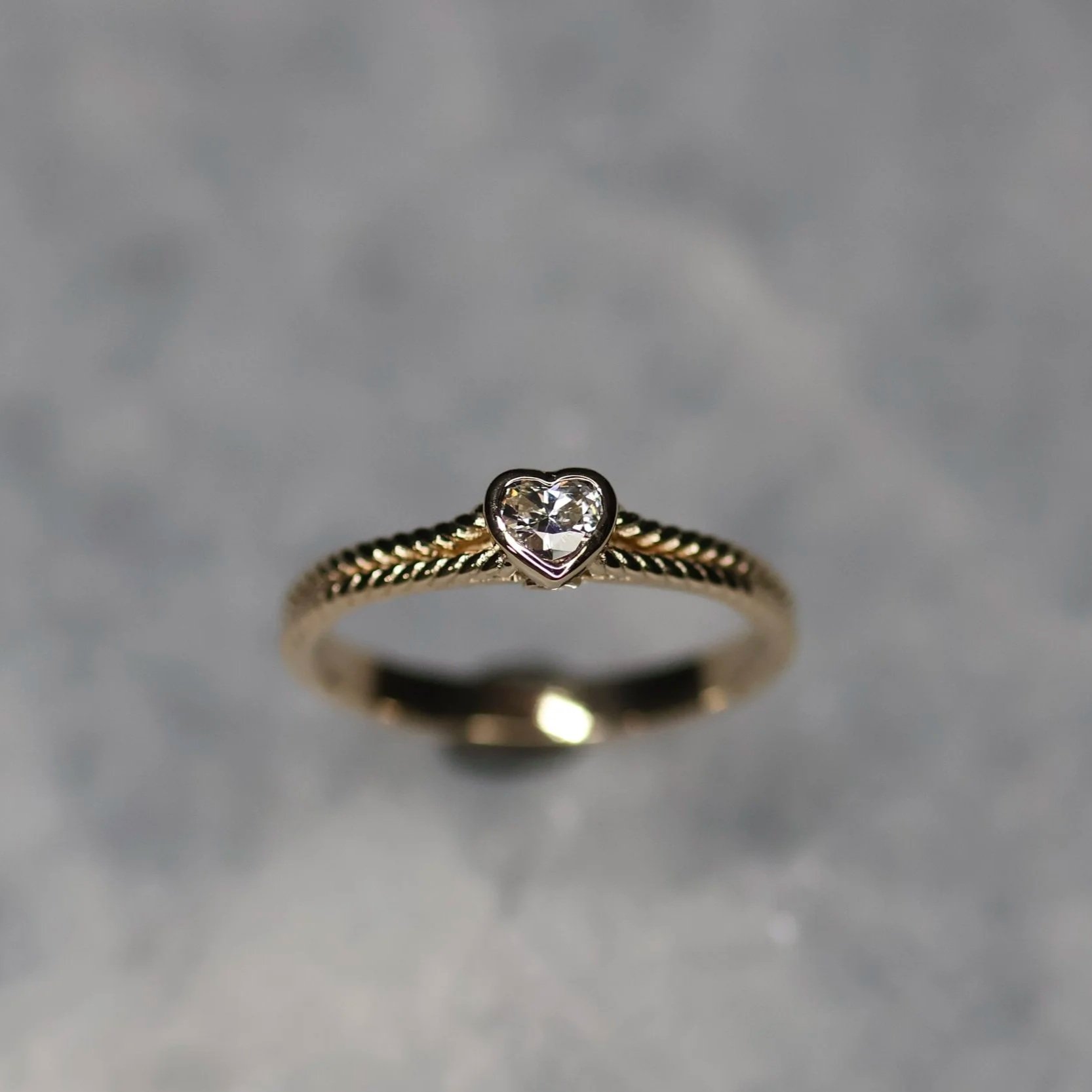 Heart Diamond and Rope Engagement Ring