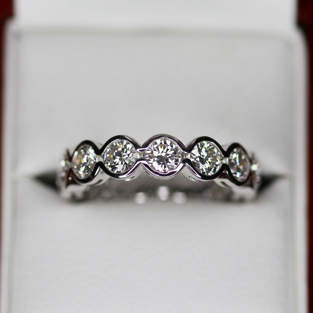 Scalloped Bezel Diamond Band